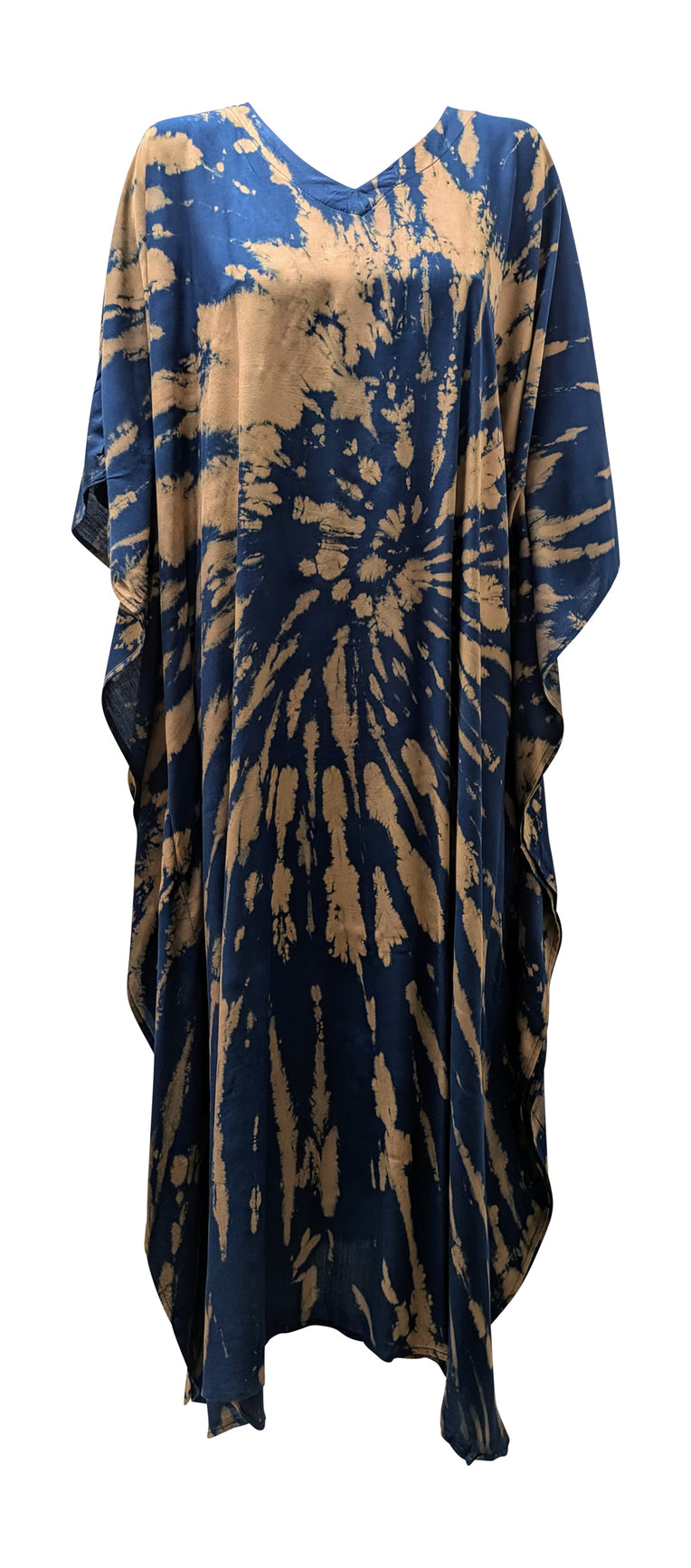 Women's Plus Size Kaftan Handmade Boho Tie-Dye Maxi Batwing Loungewear Free Size Up To 36 Navy