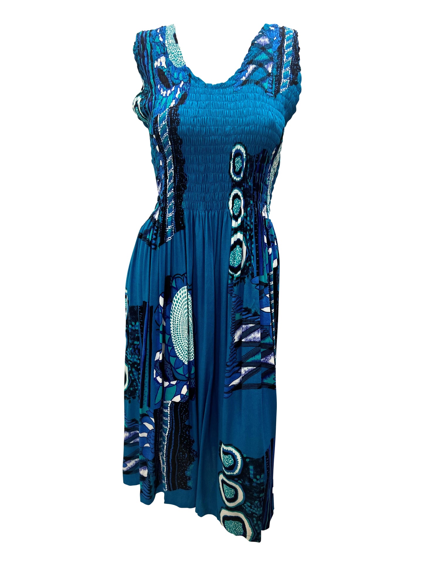 Womens Ladies Plus Size Curve Handmade Boho Abstract Print Maxi Elasticated Sleeveless Dress Free Size Up To UK SIZE 24 P13