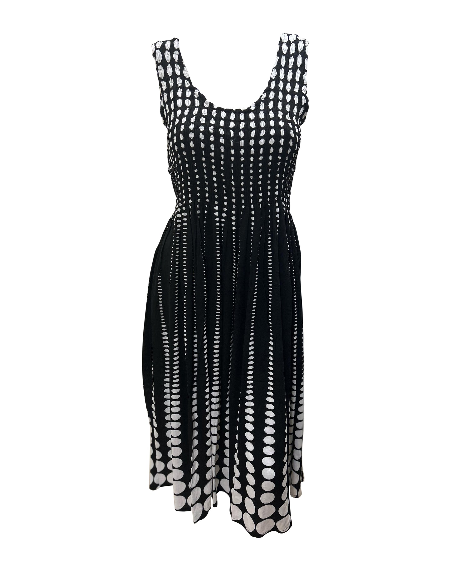 Womens Ladies Plus Size Curve Handmade Boho Abstract Print Midi Elasticated Sleeveless Dress Free Size Up To UK SIZE 24 P5
