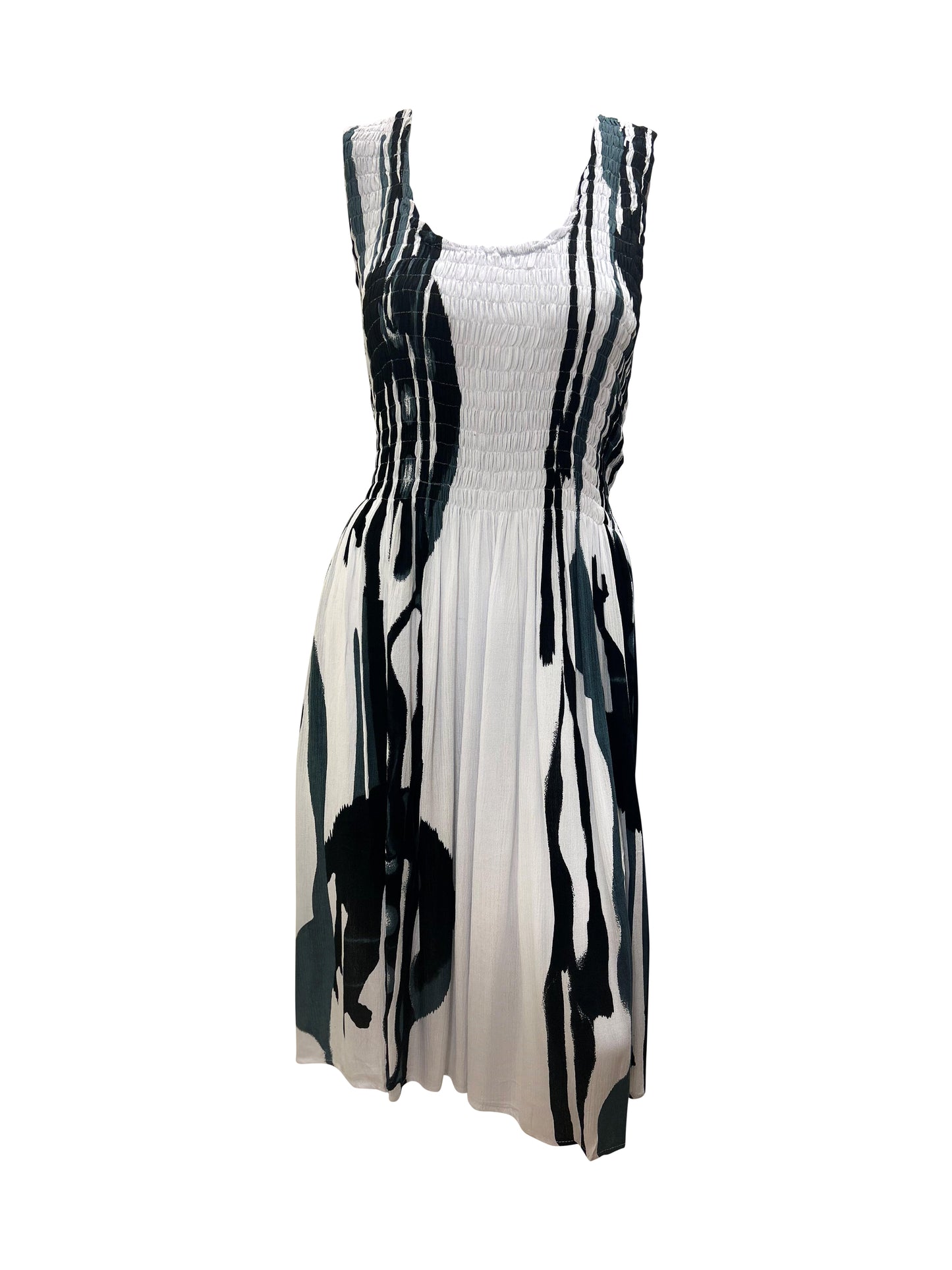 Womens Ladies Plus Size Curve Handmade Boho Abstract Print Midi Elasticated Sleeveless Dress Free Size Up To UK SIZE 24 P8