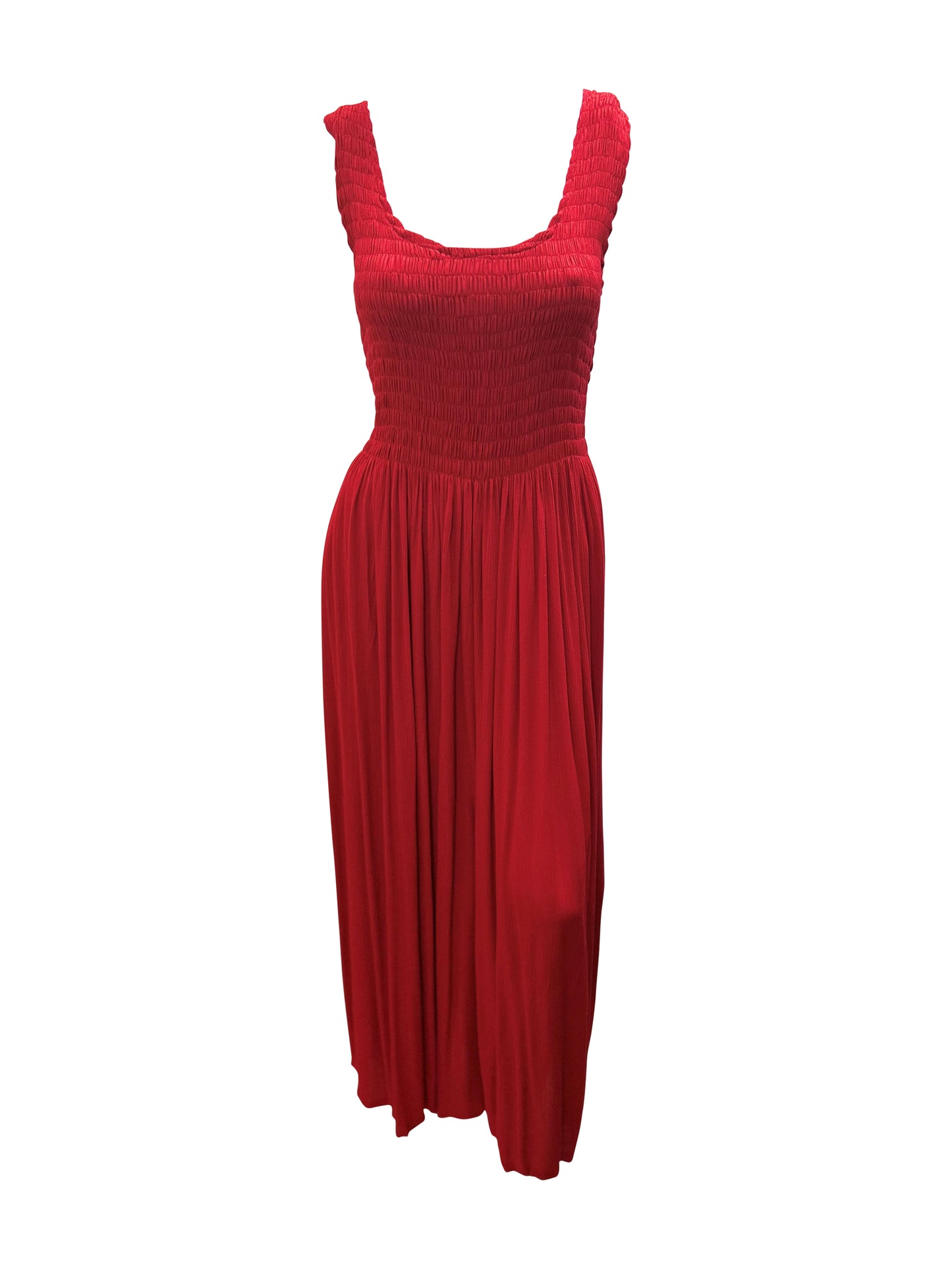 Womens Ladies Handmade Boho Maxi Elasticated Sleeveless Dress Free Size Up To 22 - RED