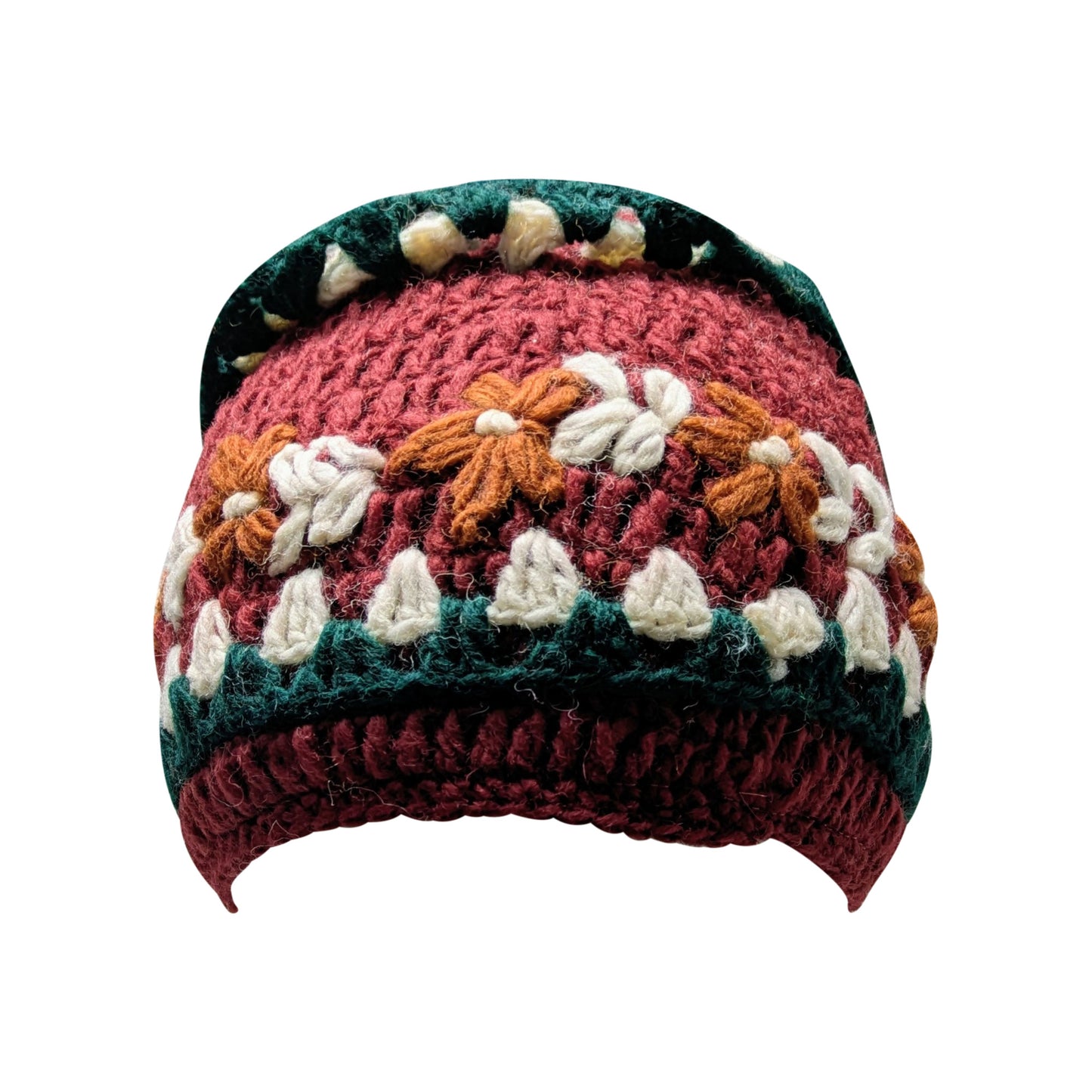 Recycled Hand Knit Cap Crochet Wool Fleece Lined Winter Beanie Hat P5