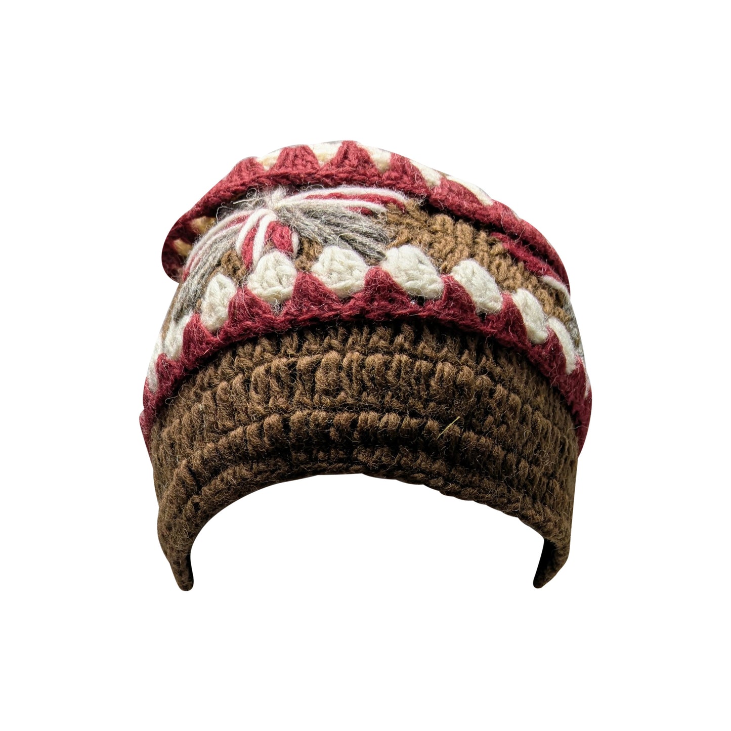 Recycled Hand Knit Cap Crochet Wool Fleece Lined Winter Beanie Hat P6