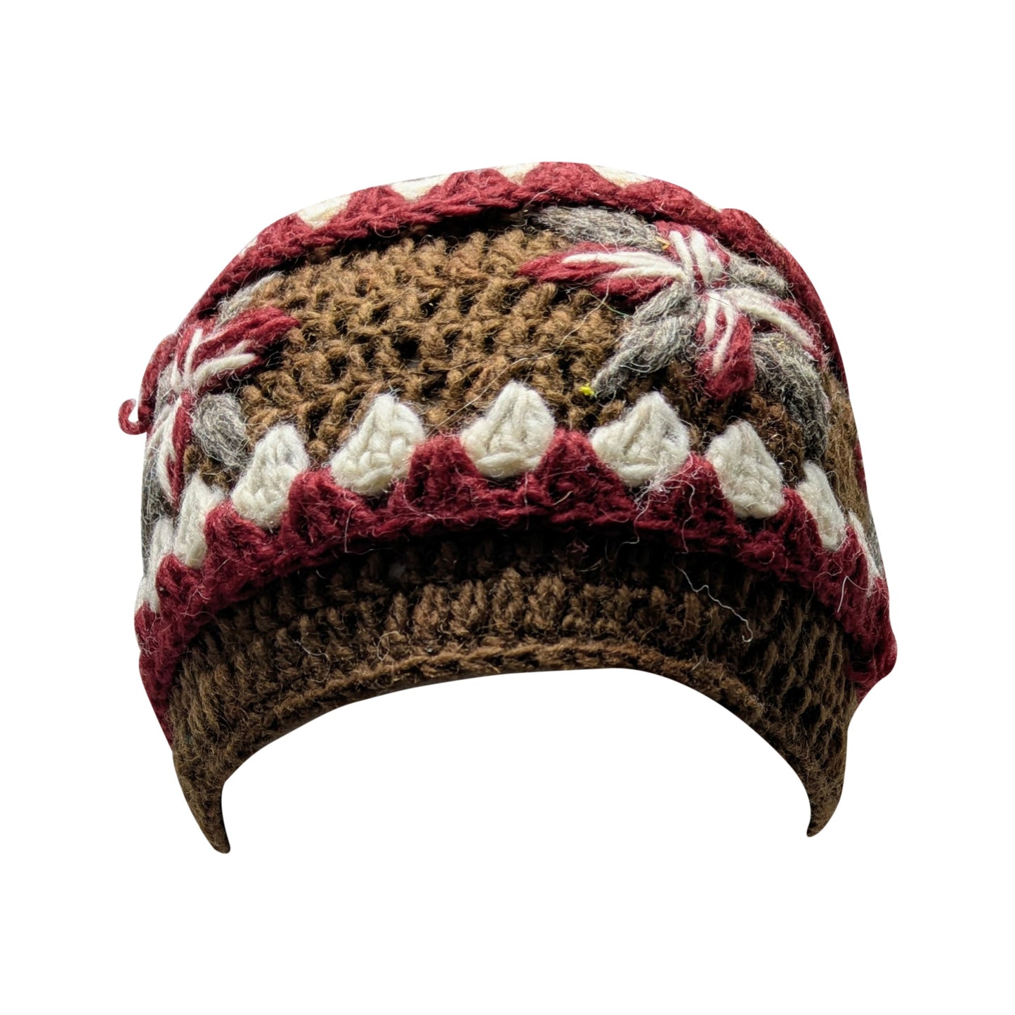 Recycled Hand Knit Cap Crochet Wool Fleece Lined Winter Beanie Hat P7