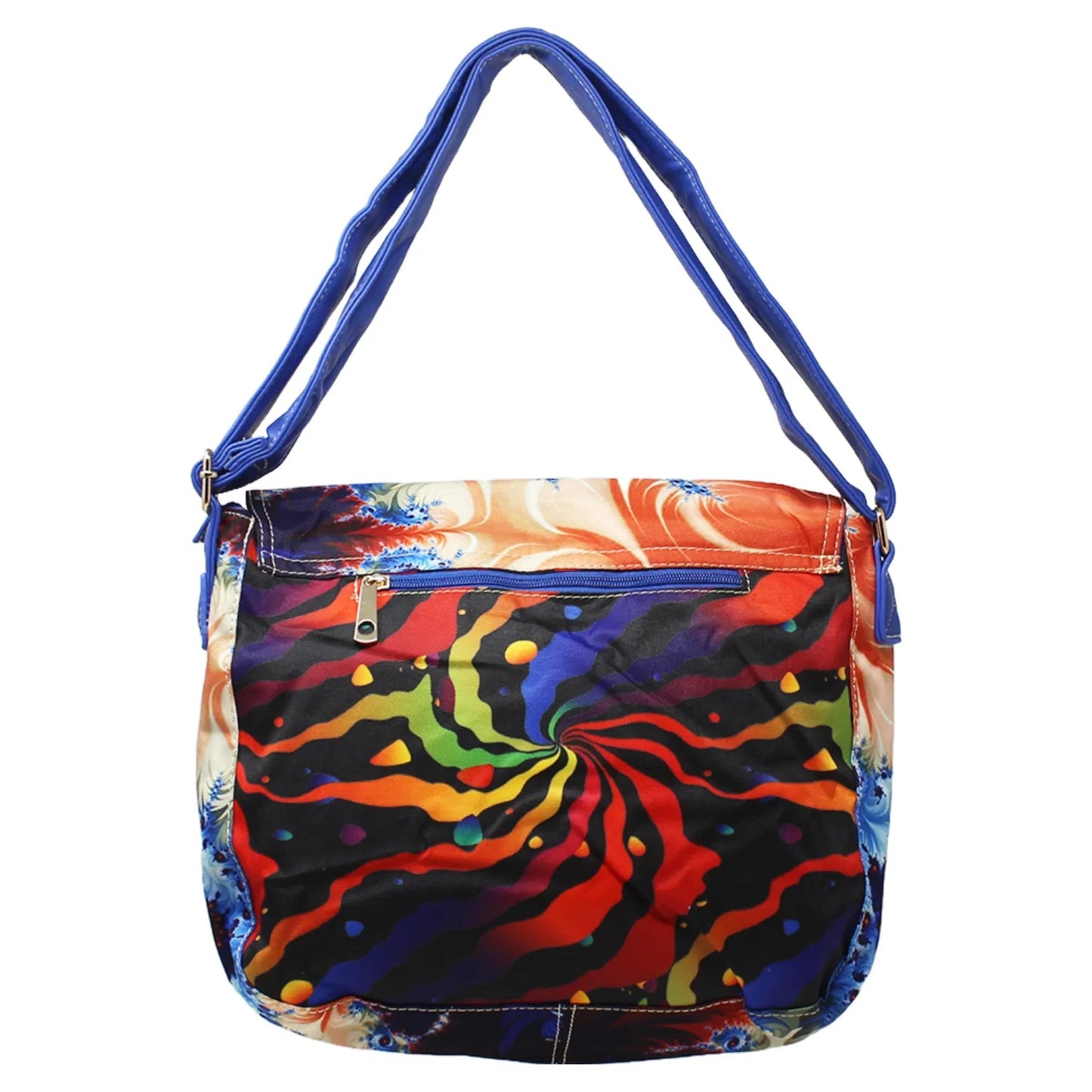 WOMEN'S BLUE ABSTRACT ART VEGAN LEATHER CROSS BODY BAG