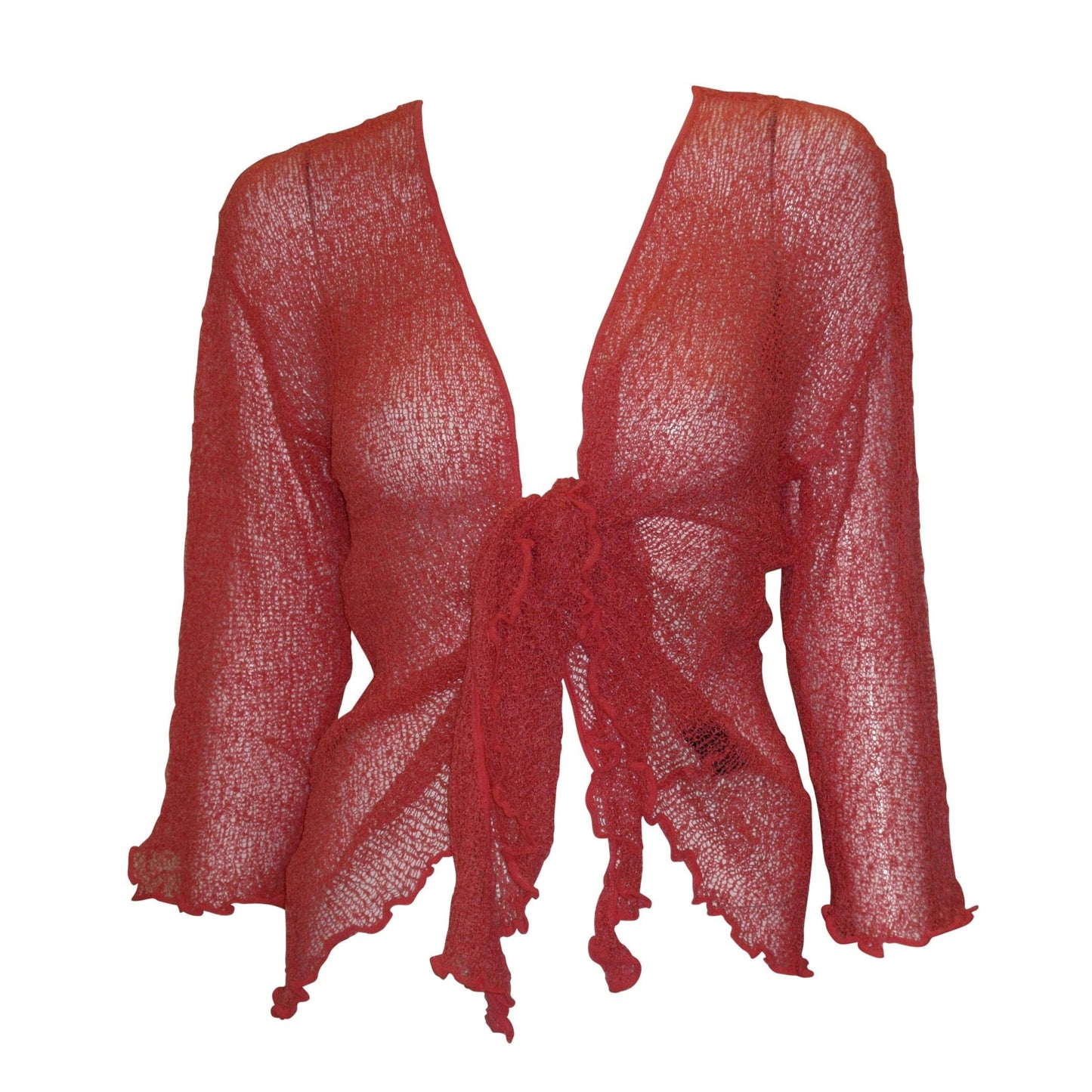 Women's Boho Knit Shrug Chic Crochet style Cardigan onesize Up To 20 Coral