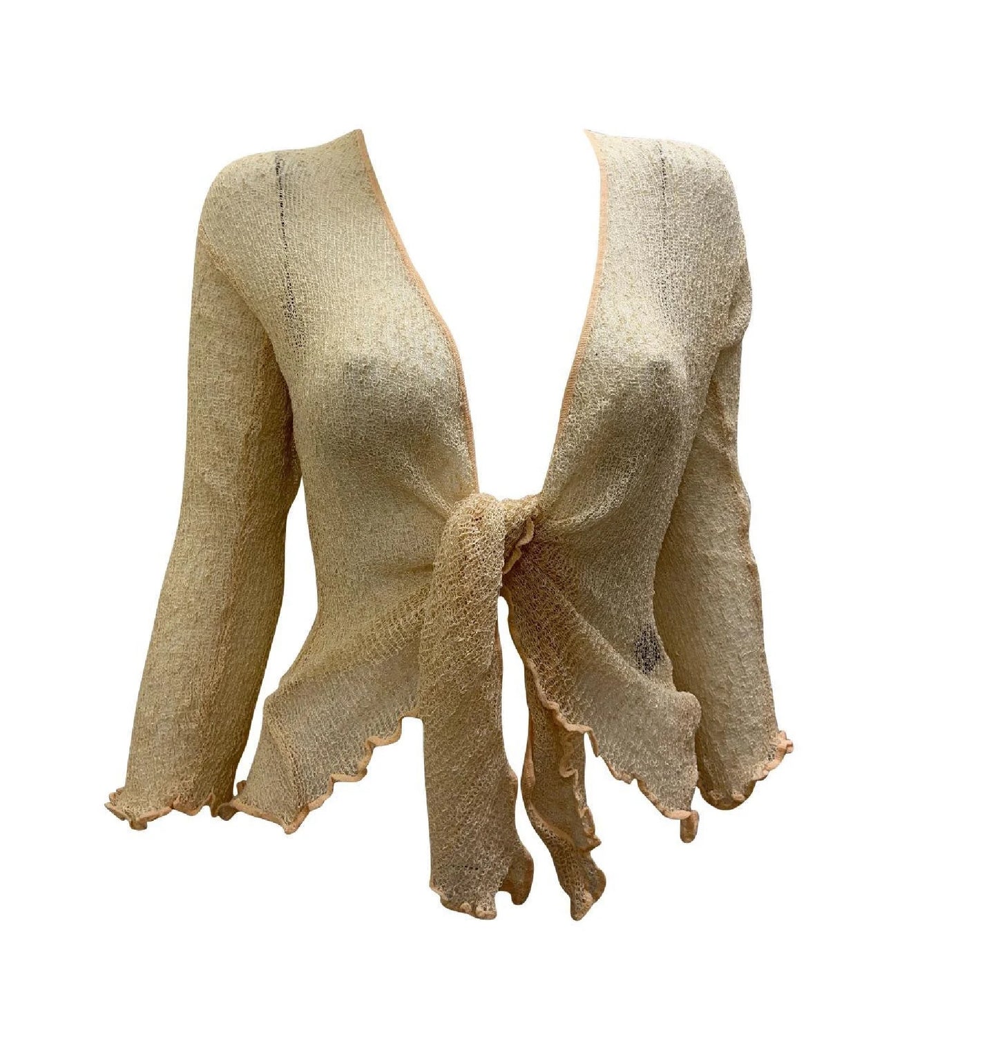 Women's Boho Knit Shrug Chic Crochet style Cardigan onesize Up To 20 Cream