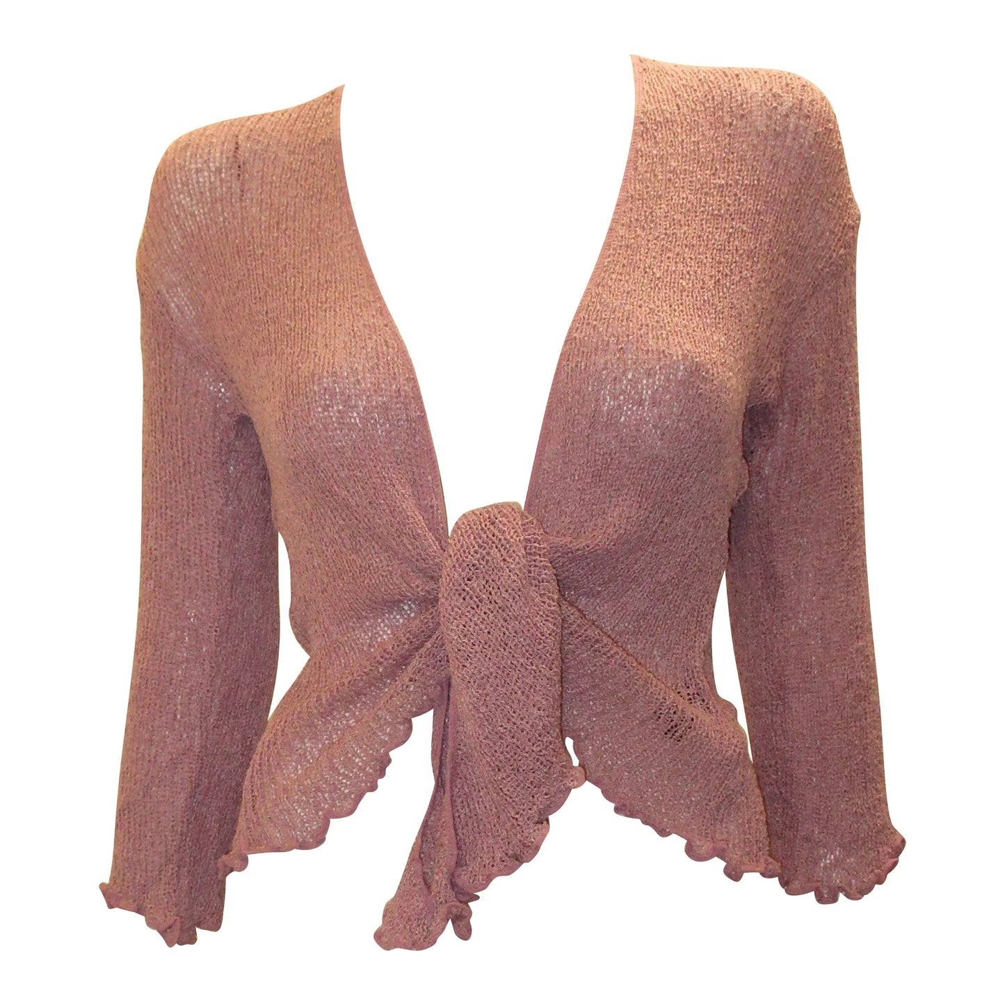 Women's Boho Knit Shrug Chic Crochet style Cardigan onesize Up To 20 Dusty Pink
