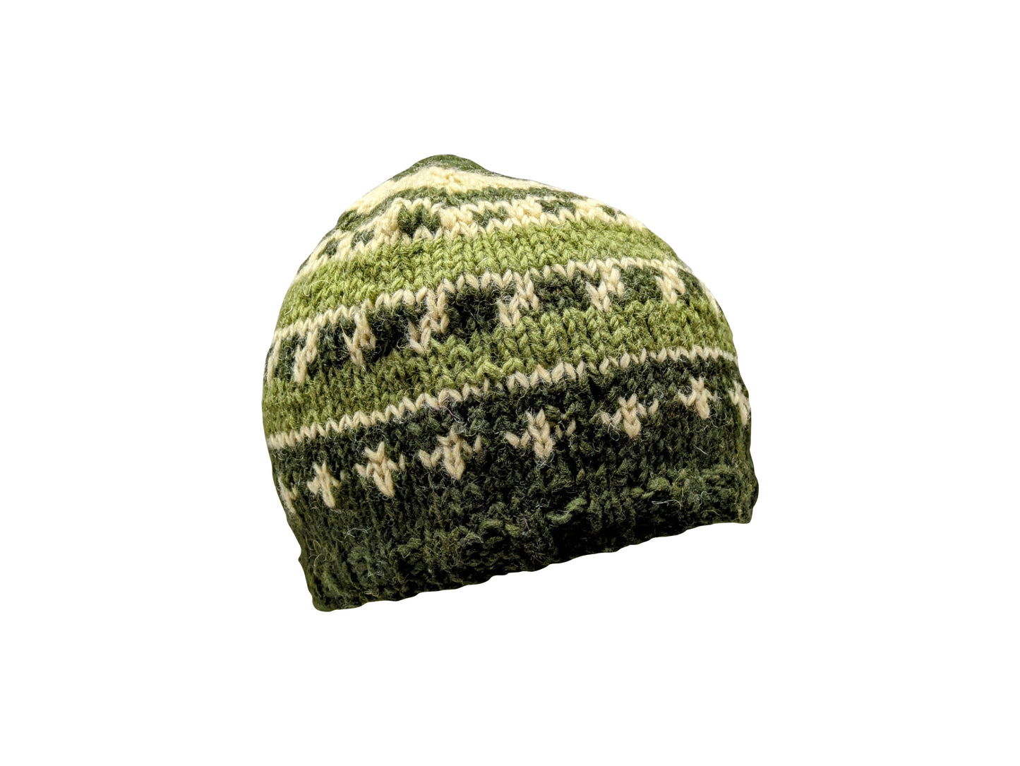 Handmade 100% Wool Beanie Unisex Adults Knit Hat Stripe Warm Fleece Lined boho Winter Cap