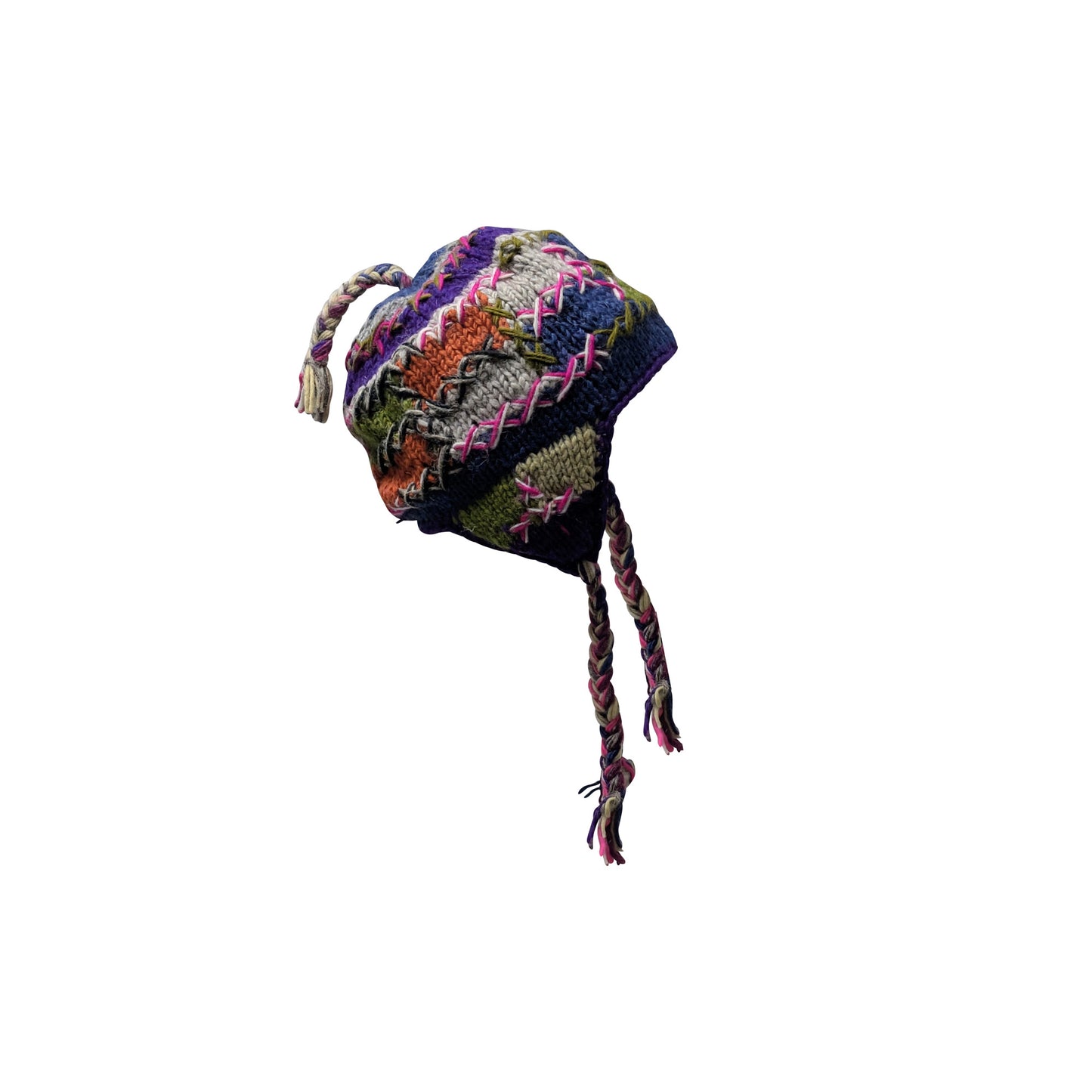Hand Knit Wool Hat: Unisex Fleece Lined Winter Bobble Tassel - P71