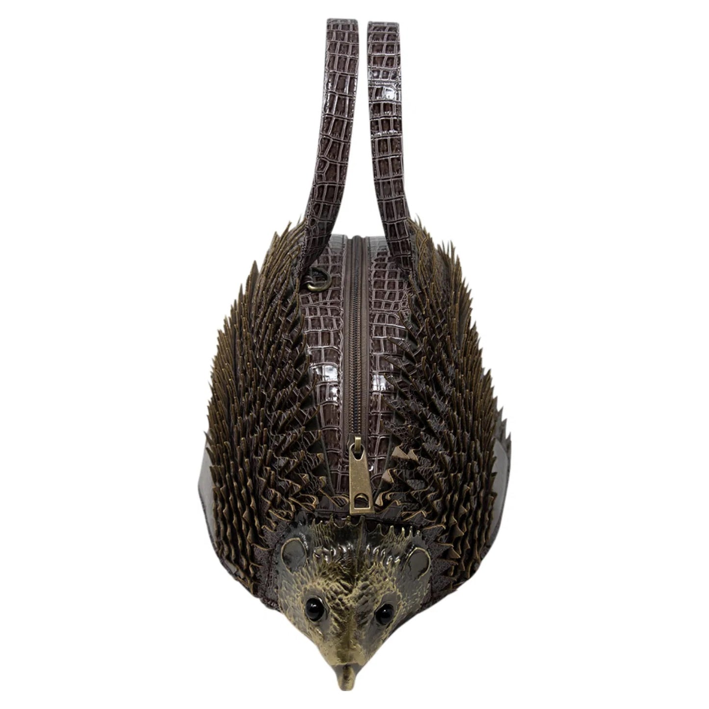 WOMEN'S HEDGEHOG SHAPED GREY GRAB BAG WITH DETACHABLE SHOULDER STRAP