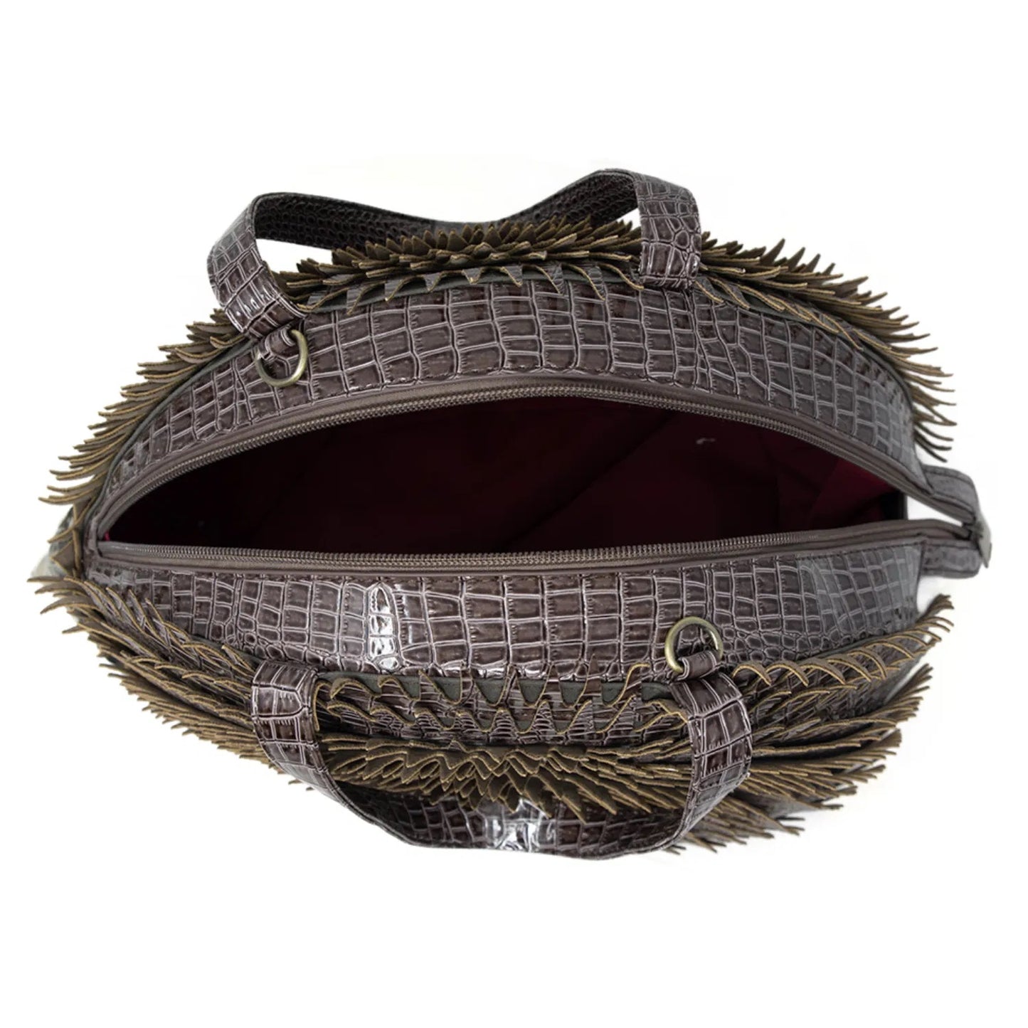 WOMEN'S HEDGEHOG SHAPED GREY GRAB BAG WITH DETACHABLE SHOULDER STRAP