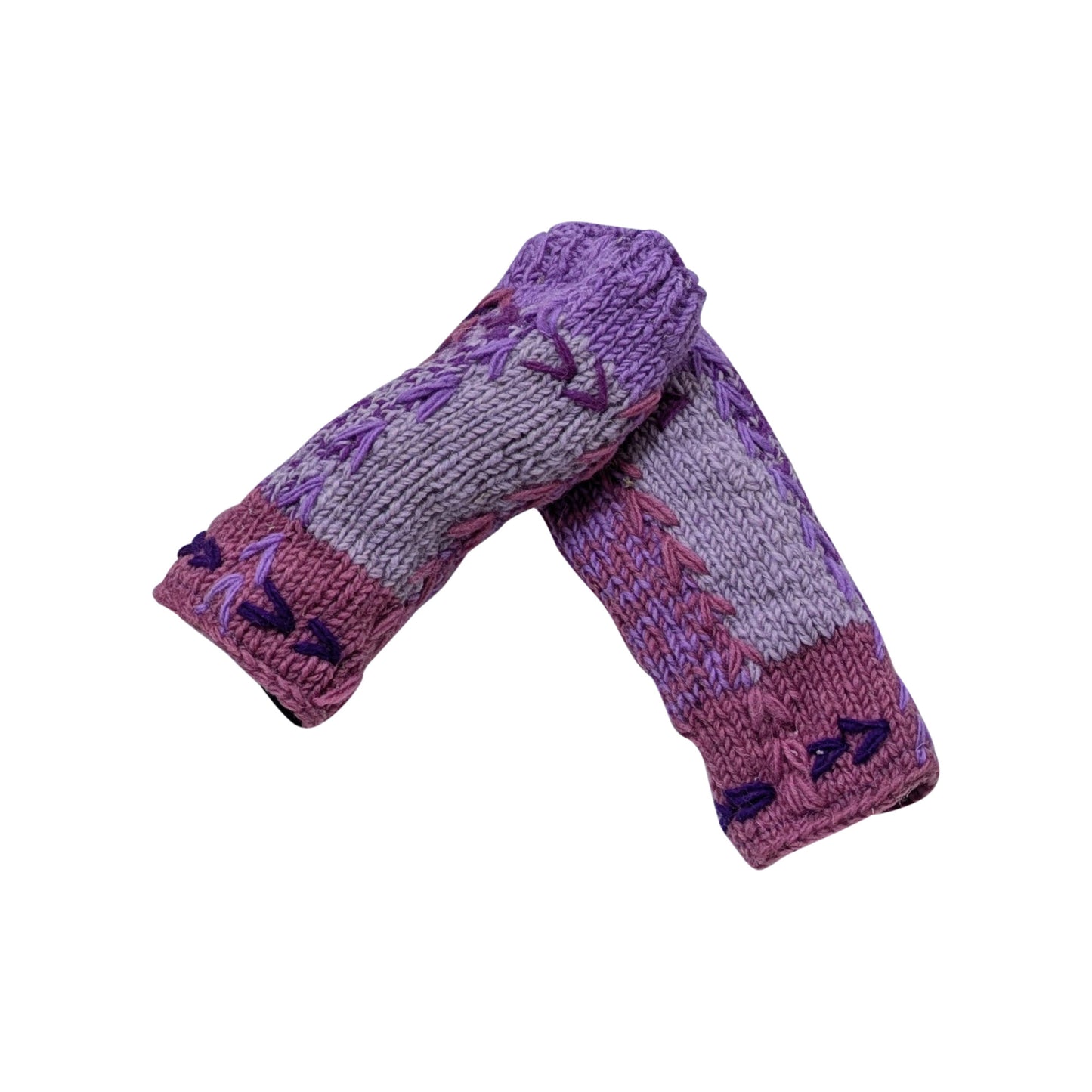 Handmade Crochet Stitch Handwarmers 100% Wool | Fleece Lined Fingerless Gloves One Size P2