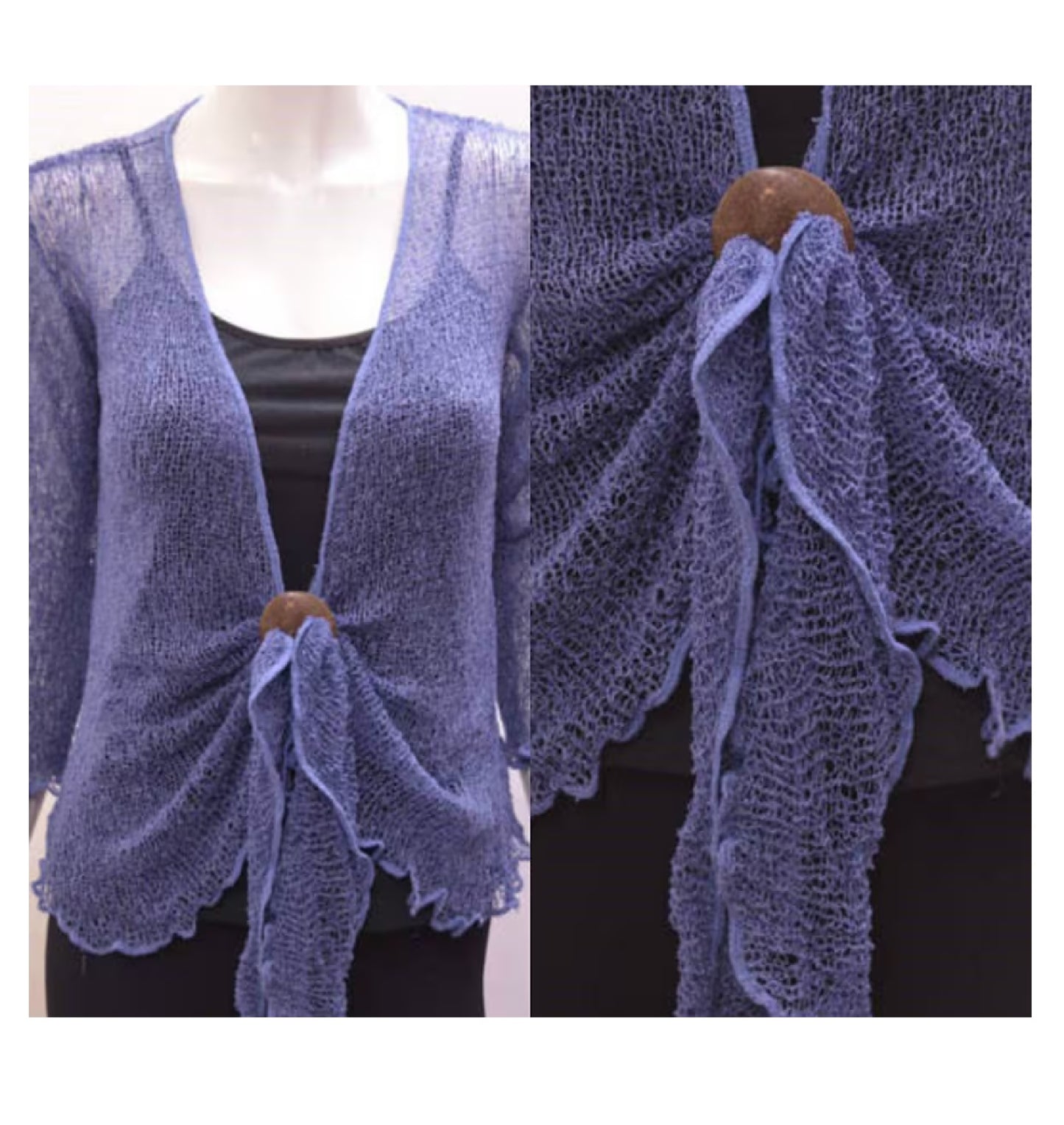 Women's Boho Knit Shrug Chic Crochet style Cardigan onesize Up To 20 Indigo