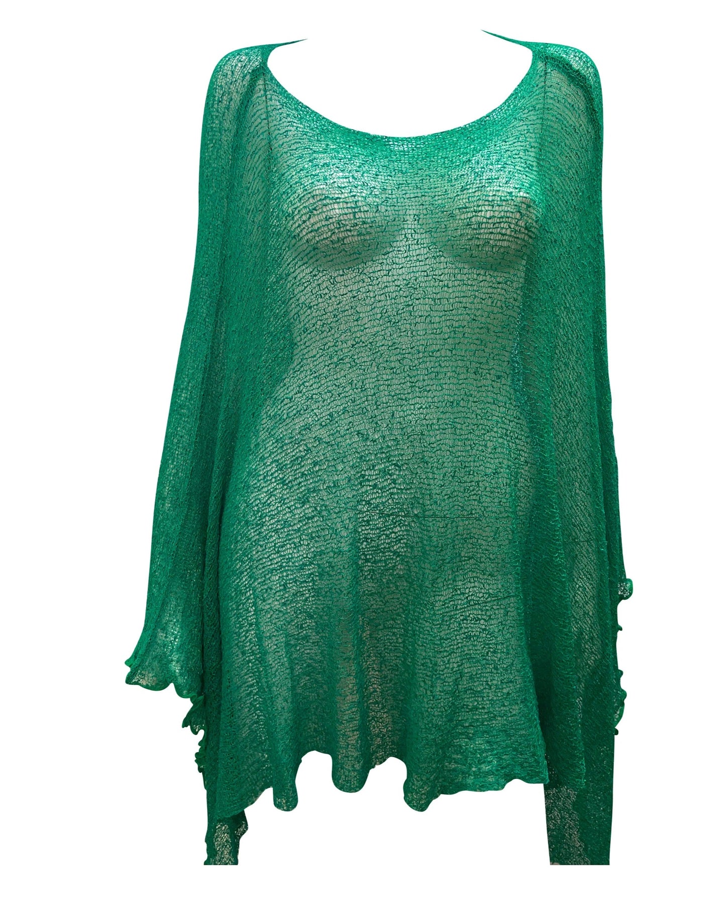 Womens Knit Plus Size Poncho Boho Crochet Shawl Pullover Cover up Free Size 8-26 Jade