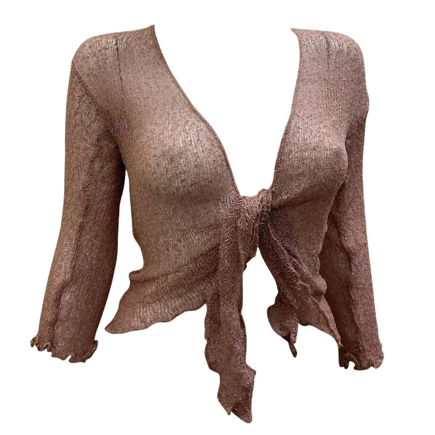 Women's Boho Knit Shrug Chic Crochet style Cardigan onesize Up To 20 Mink