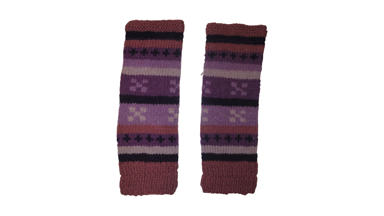 Ladies Womens Winter 100% Wool Leg Warmers Hand Knit Fleece Lined With Side Zips P2