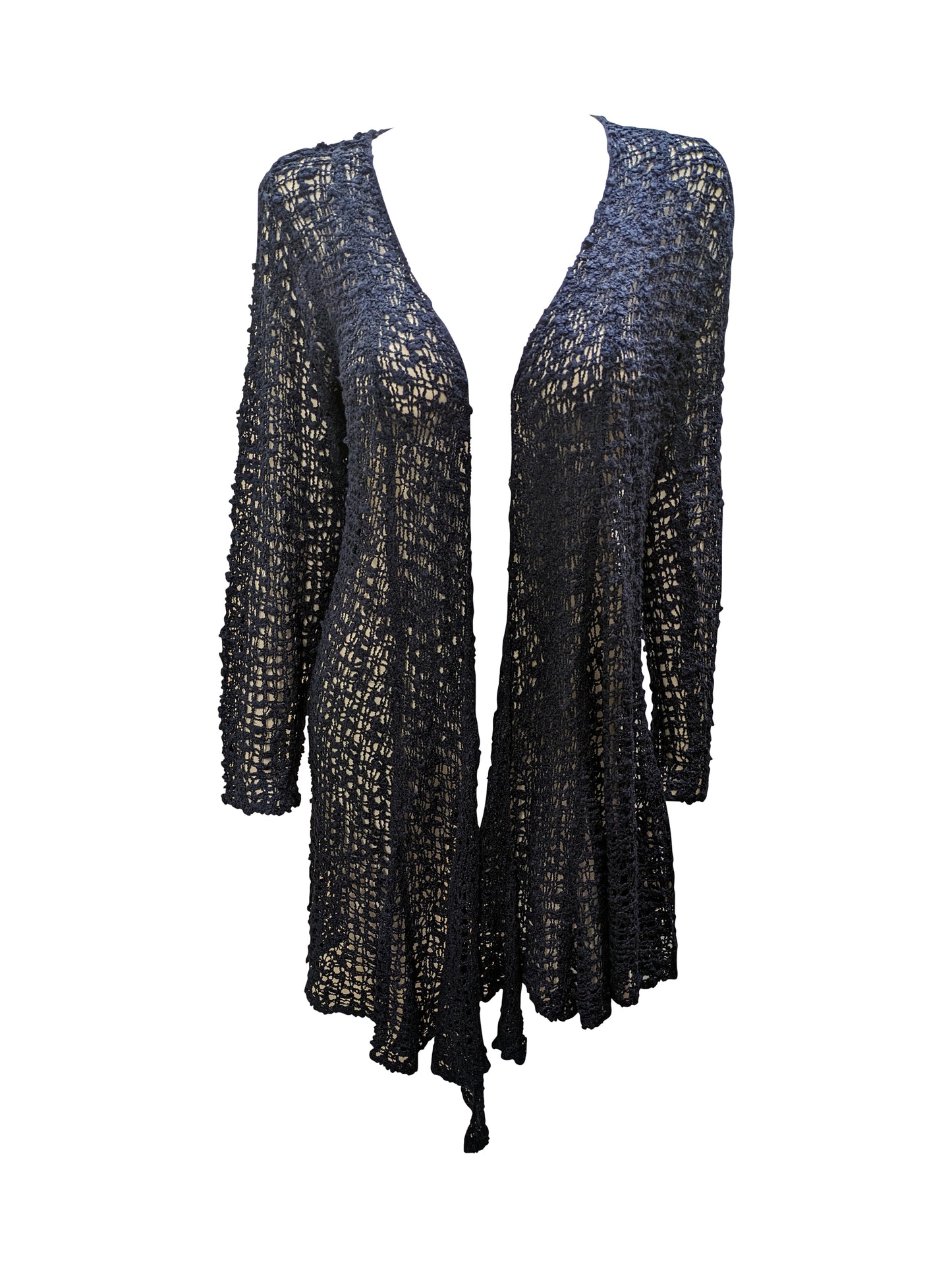 Womens Handmade Boho Crochet Long Sleeve Knit Cardigan Longline Jacket Free Size One Size UK 8-20