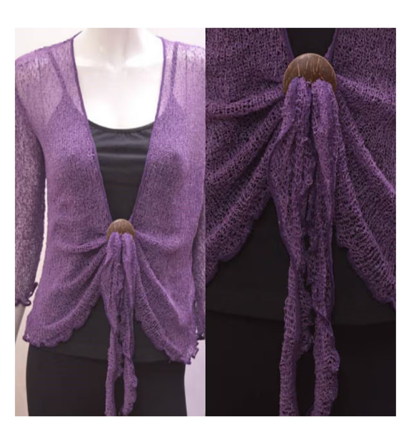 Women's Boho Knit Shrug Chic Crochet style Cardigan onesize Up To 20 Plum