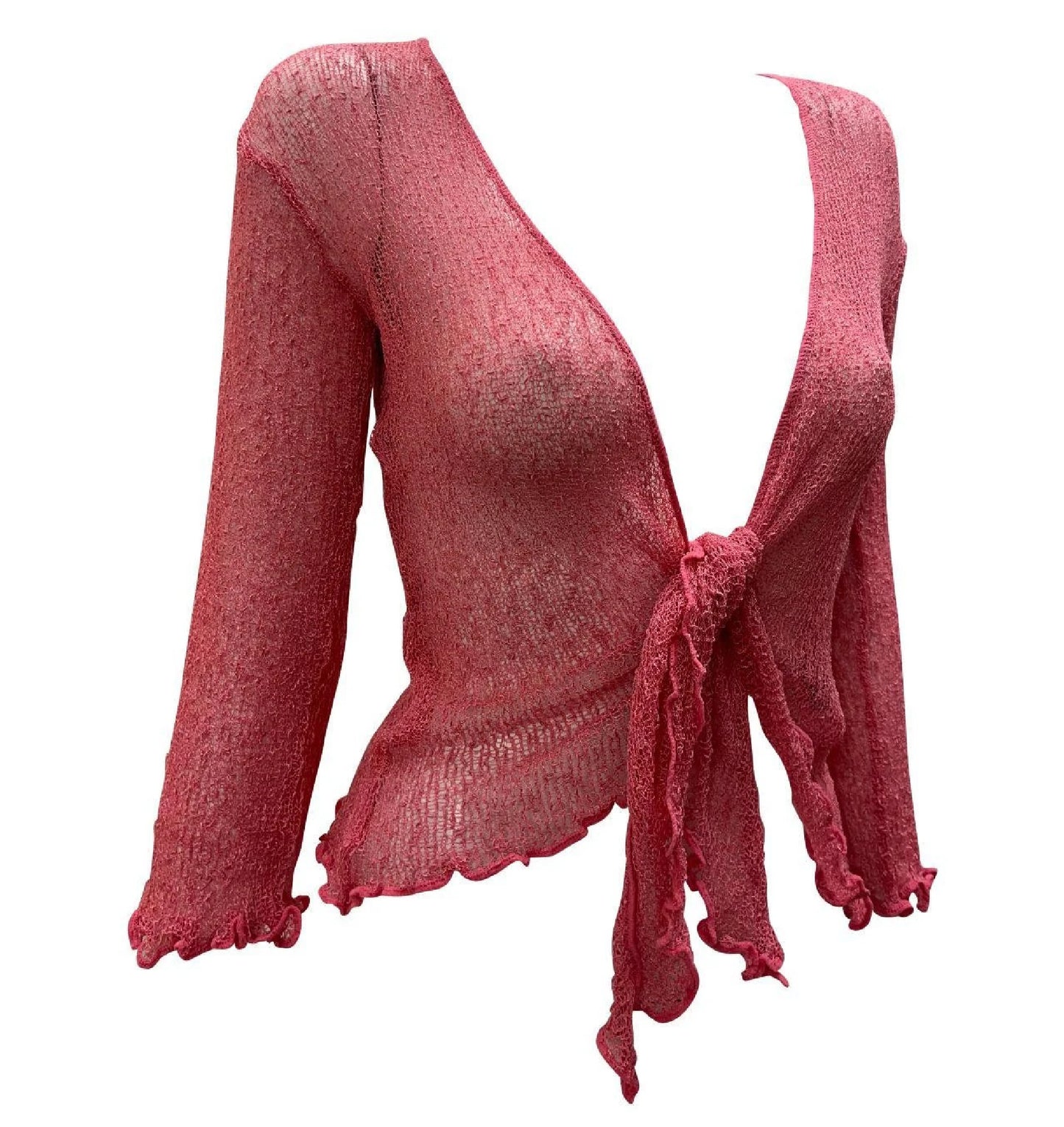 Women's Boho Knit Shrug Chic Crochet style Cardigan onesize Up To 20 Rose