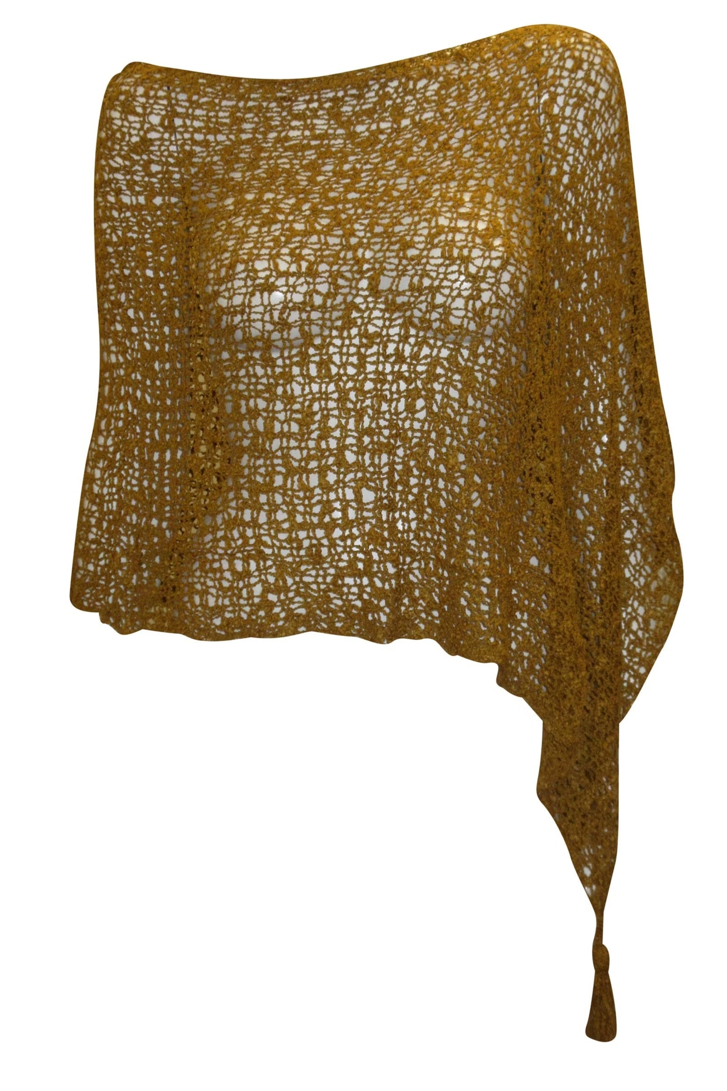 Womens Crochet Poncho Asymmetrical Boho Tassel Shawl Pullover Cover up Free Size 8-20 Rust