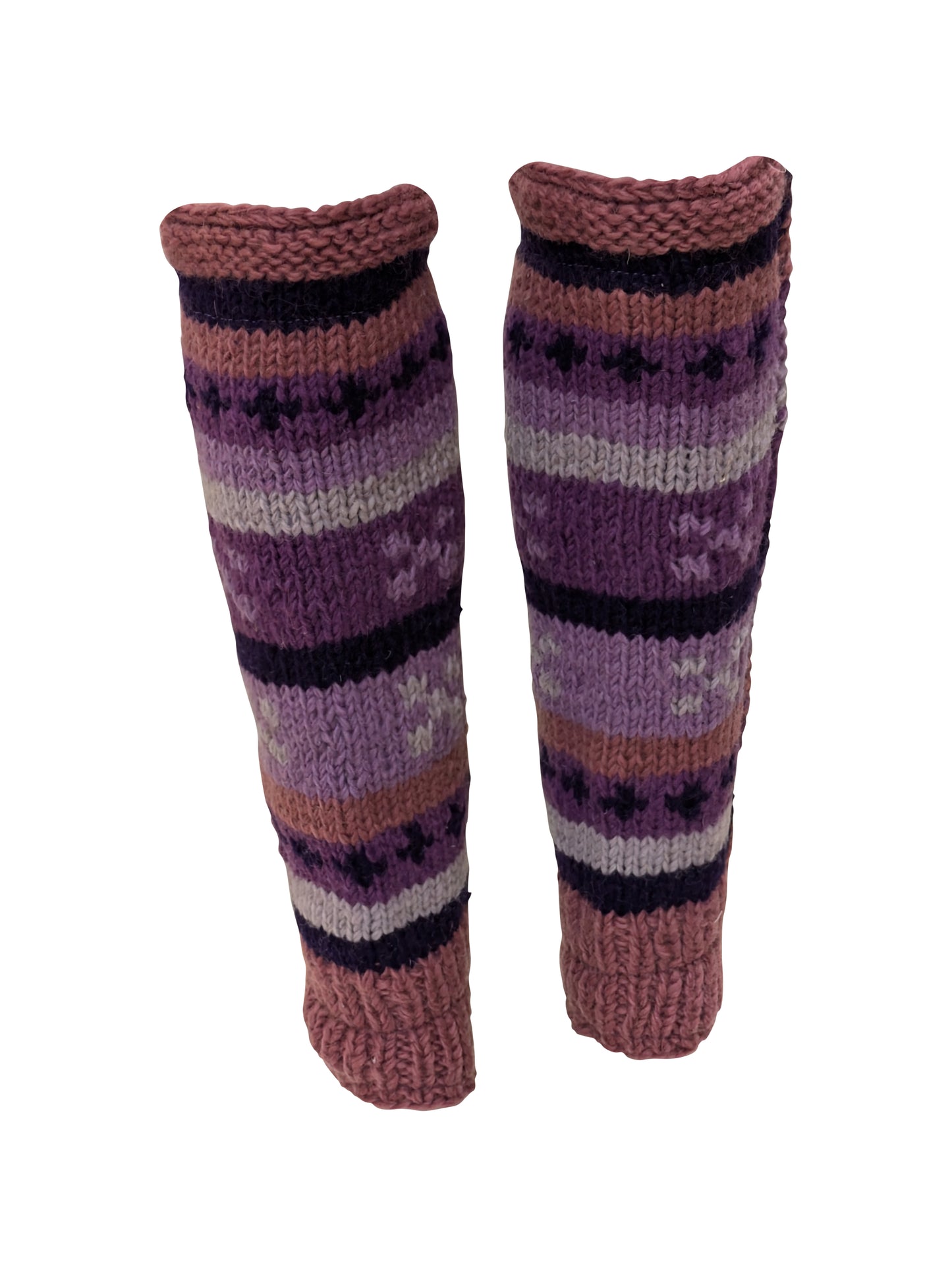 Ladies Womens Winter 100% Wool Leg Warmers Hand Knit Fleece Lined With Side Zips P2