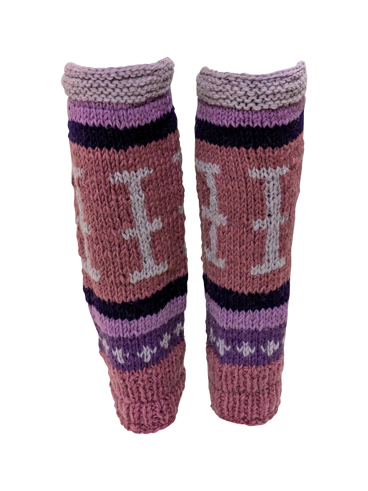 Ladies Womens Winter 100% Wool Leg Warmers Hand Knit Fleece Lined With Side Zips P7