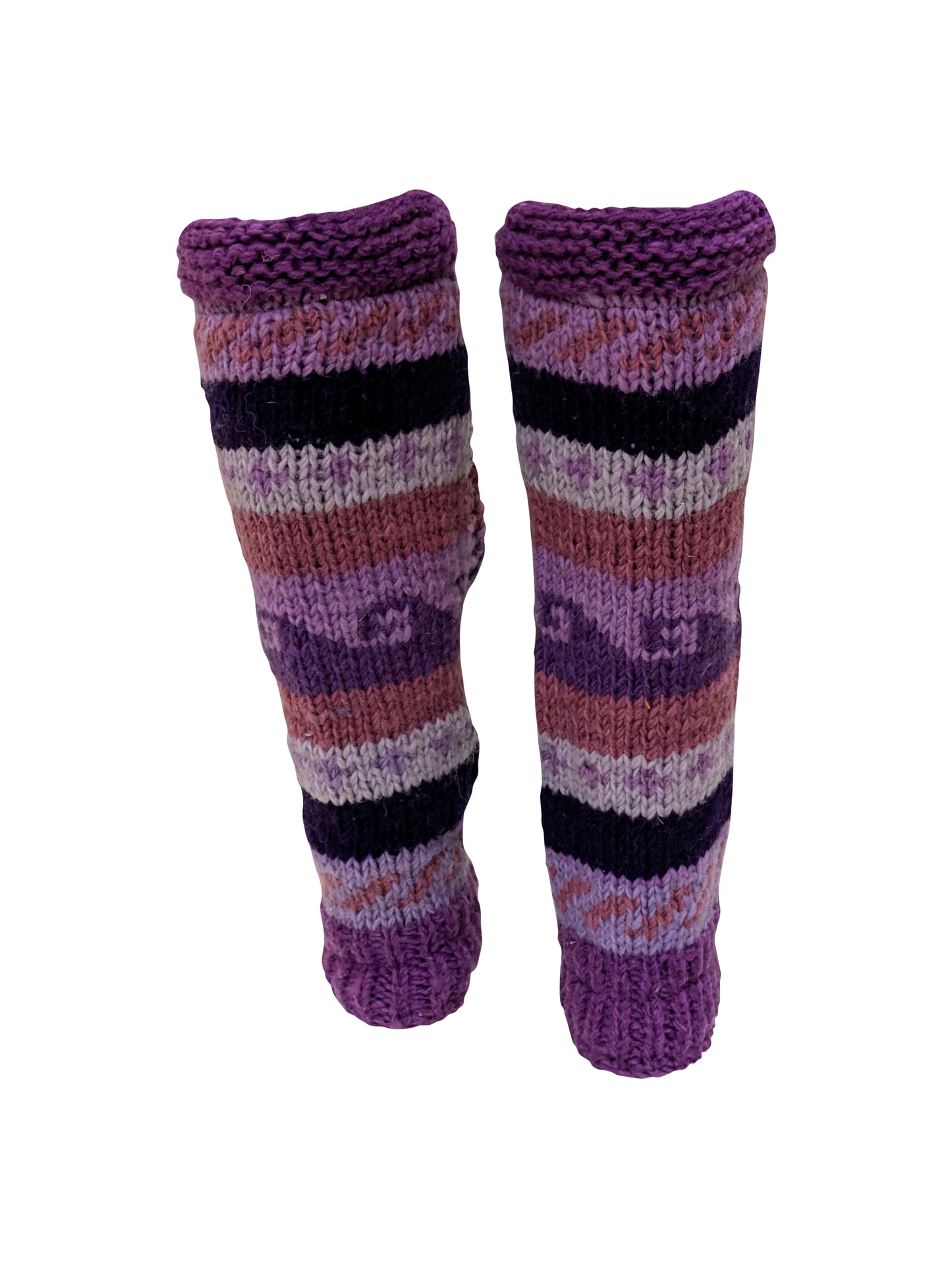 Ladies Womens Winter 100% Wool Leg Warmers Hand Knit Fleece Lined With Side Zips P9