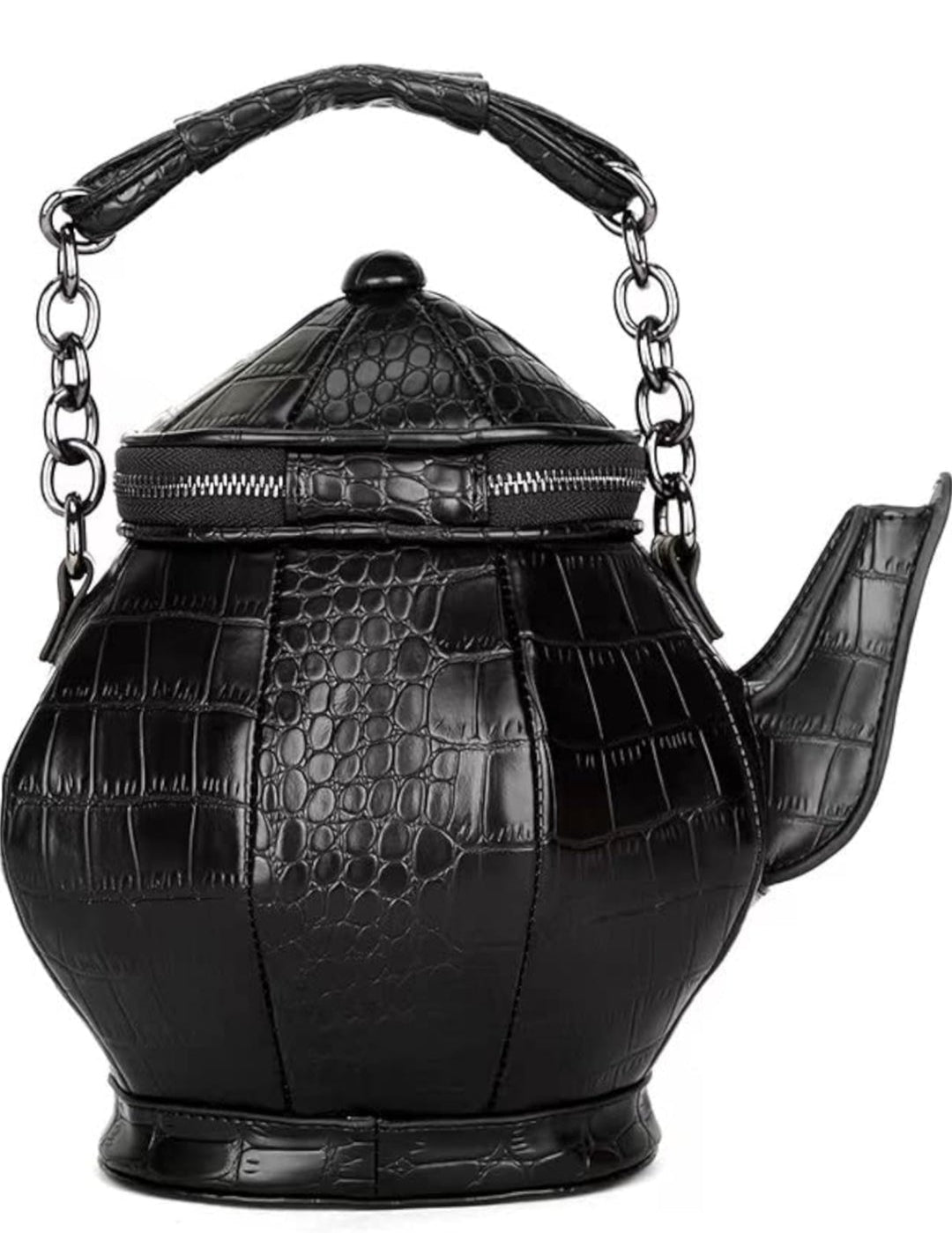 UNIQUE STATEMENT PIECE TEAPOT-SHAPED GOTHIC HANDBAG BLACK