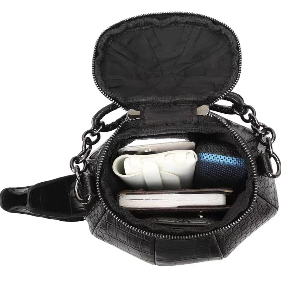 UNIQUE STATEMENT PIECE TEAPOT-SHAPED GOTHIC HANDBAG BLACK