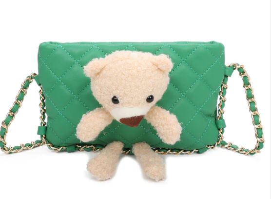 Teddy Bear Quilted Diamond Patterned Mini Cross body Bag