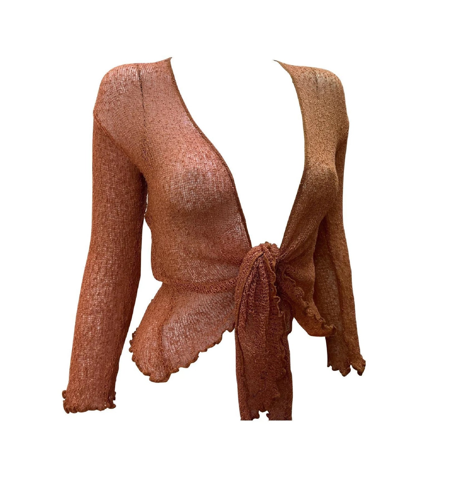 Women's Boho Knit Shrug Chic Crochet style Cardigan onesize Up To 20 Dusk Orange