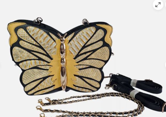 STATEMENT GOLD BUTTERFLY BAG HANDBAG WITH CHAIN STRAP