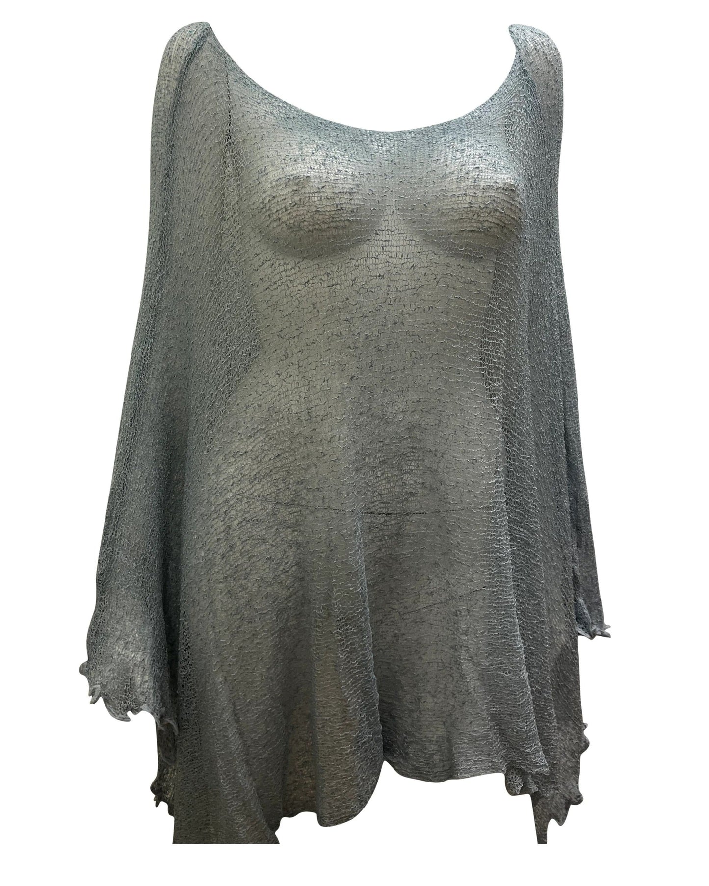 Womens Knit Plus Size Poncho Boho Crochet Shawl Pullover Cover up Free Size 8-26 Grey