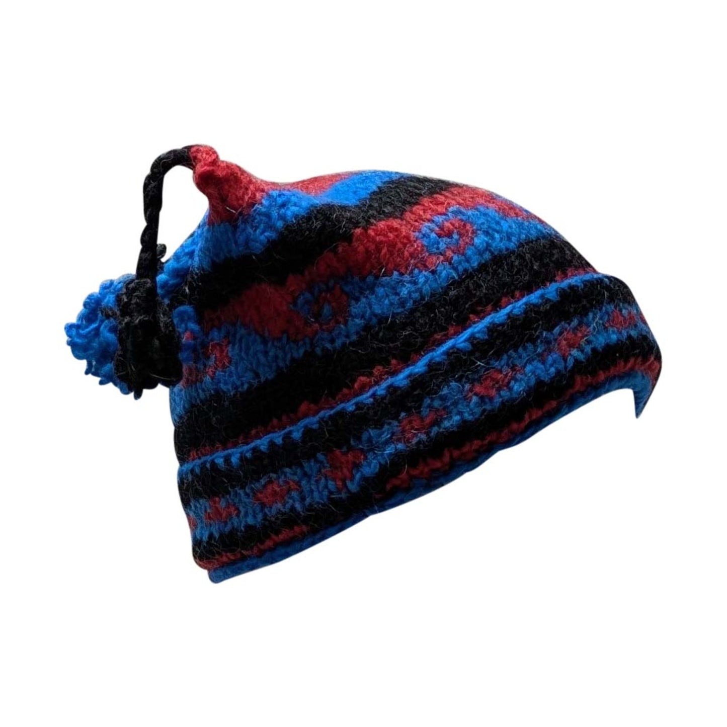 Hand Knit Recycled Wool Beanie: Fleece Lined Winter Hat - p33