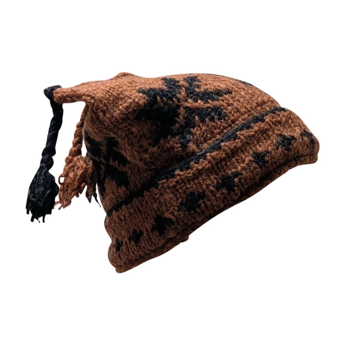 Hand Knit Recycled Wool Beanie: Fleece Lined Winter Hat - p35