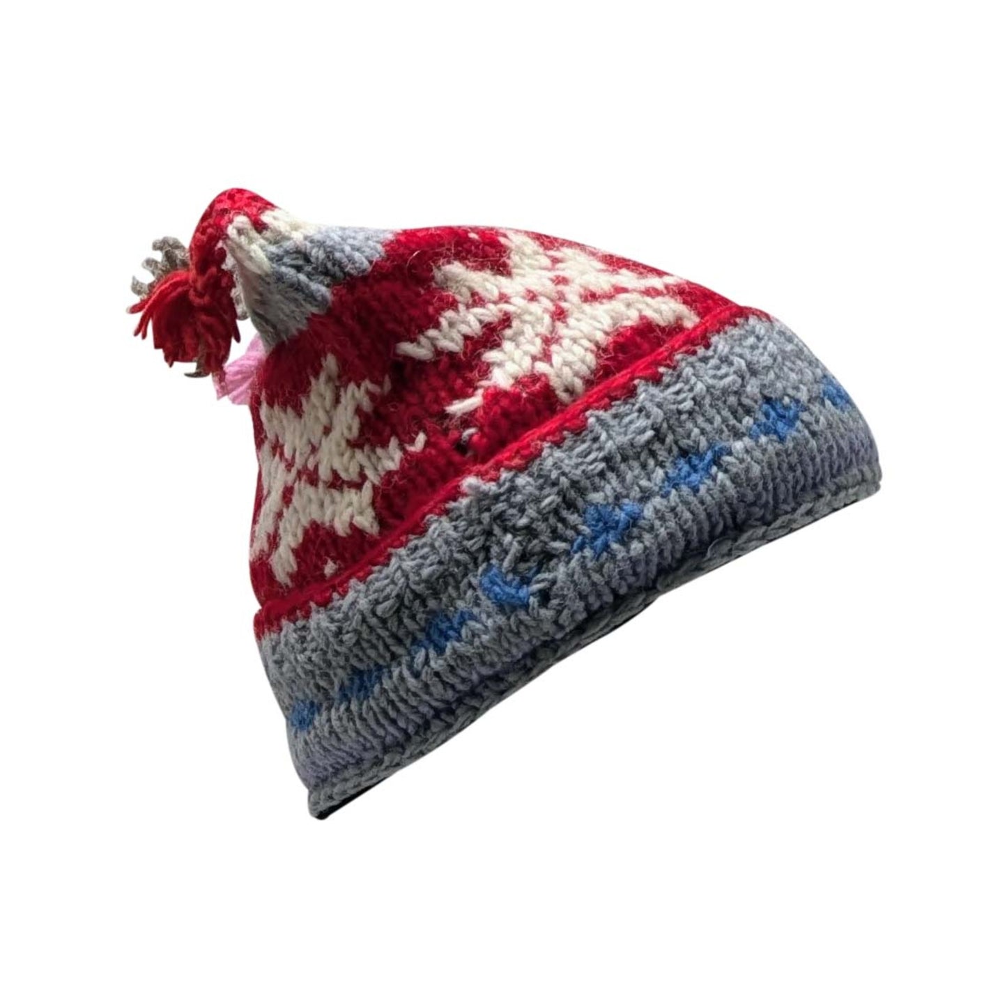 Hand Knit Recycled Wool Beanie: Fleece Lined Winter Hat - p36