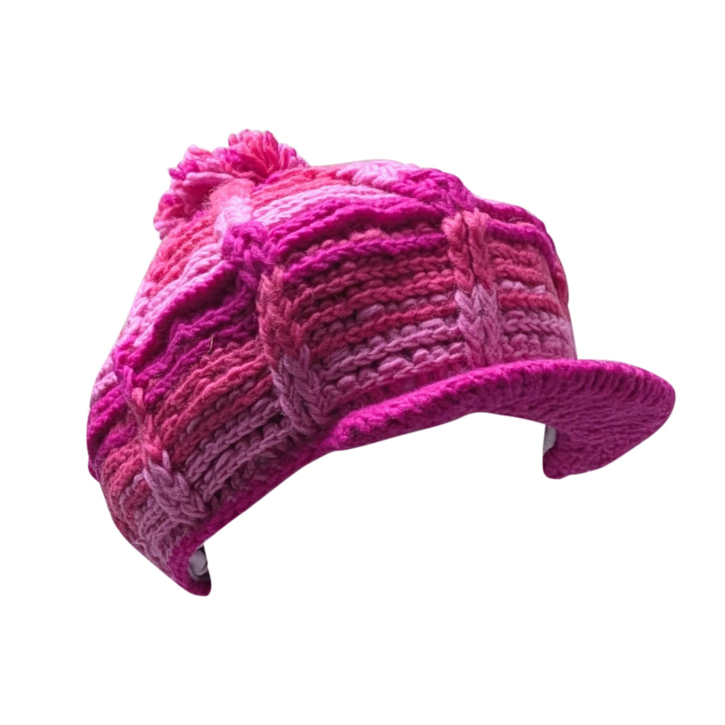 Handmade Wool Knit Baker Cap: Fleece Lined Boho Winter Hat P4