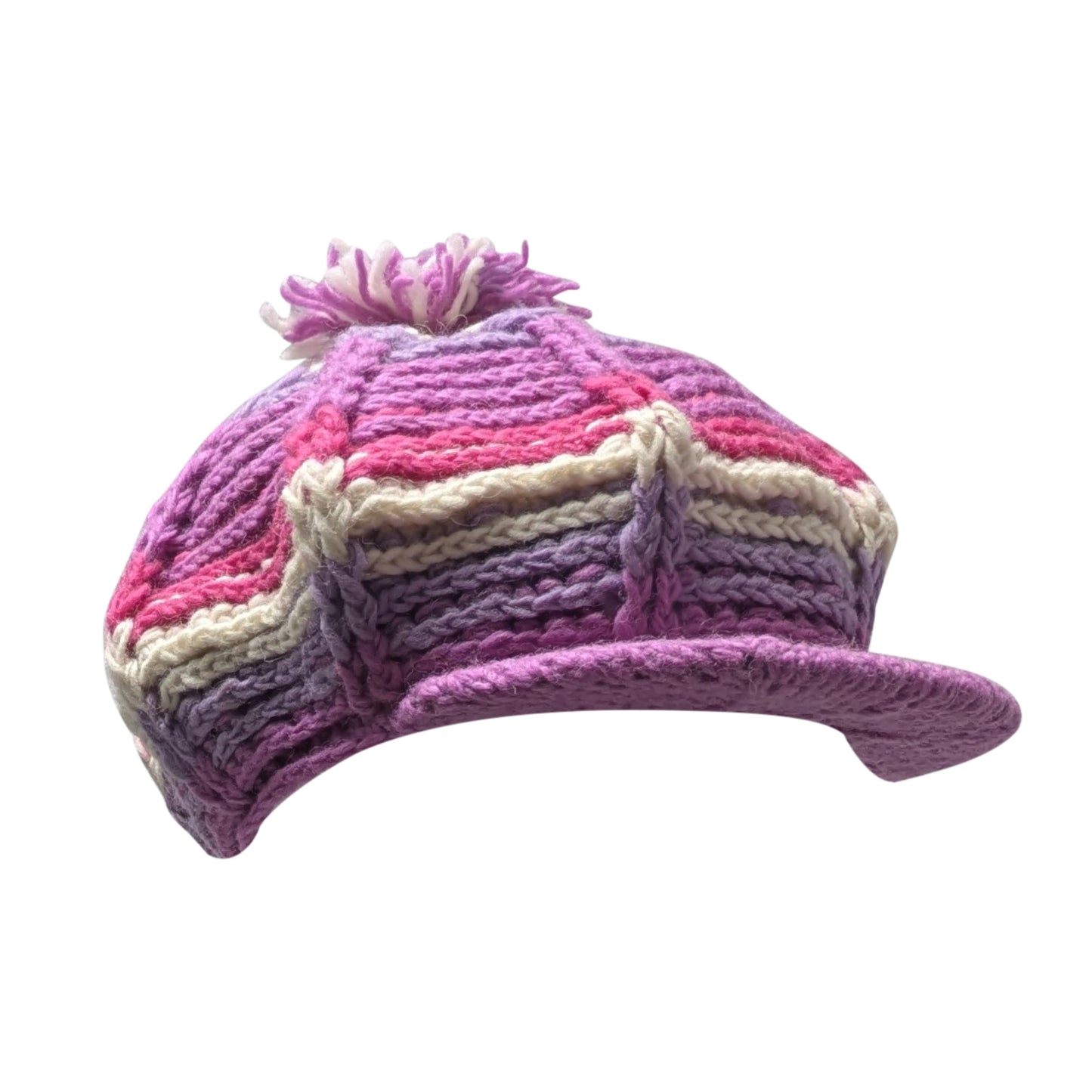 Handmade Wool Knit Baker Cap: Fleece Lined Boho Winter Hat P6
