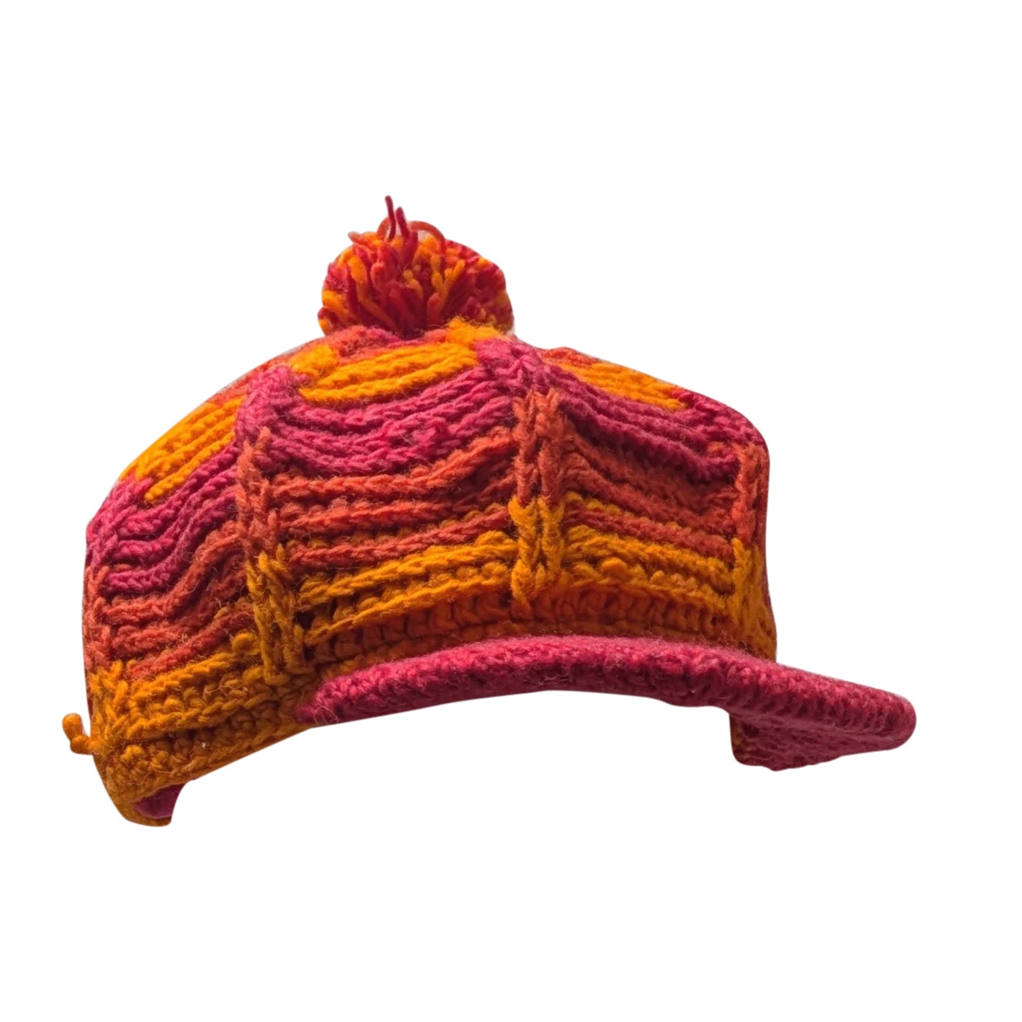 Handmade Wool Knit Baker Cap: Fleece Lined Boho Winter Hat P7