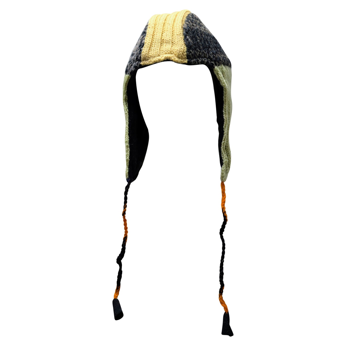 Handmade Wool Knit Gaucho Hat: Funky Multi Colour Tassel, Fleece Lined - P7