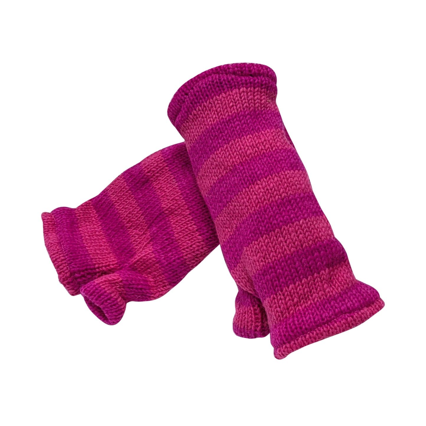 Handmade Knit Handwarmers 100% Wool Winter Striped Fingerless Fleece Lined Gloves Hand Warmer One Size P2