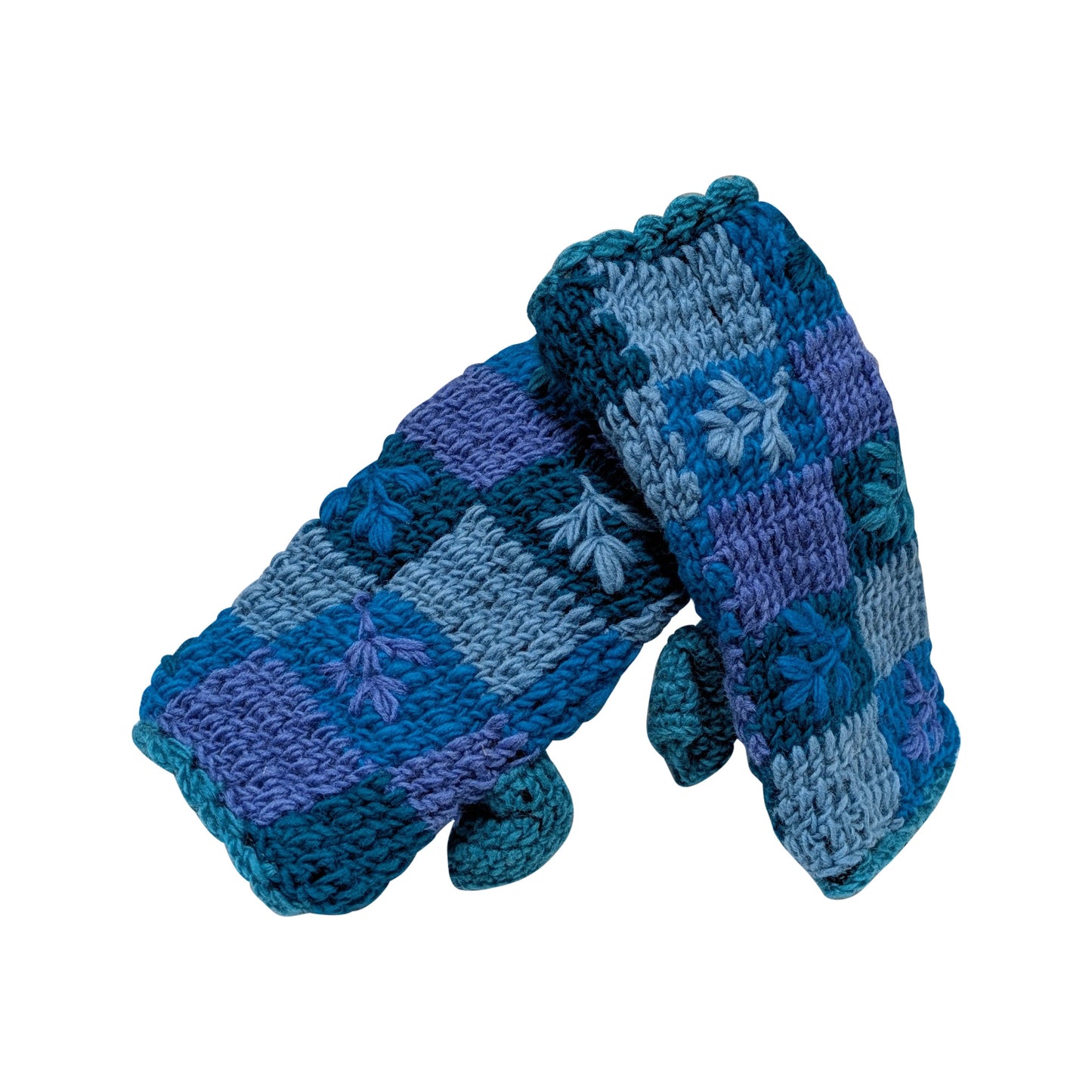 Handmade Crochet Stitch Handwarmers 100% Wool | Fleece Lined Fingerless Gloves One Size P11