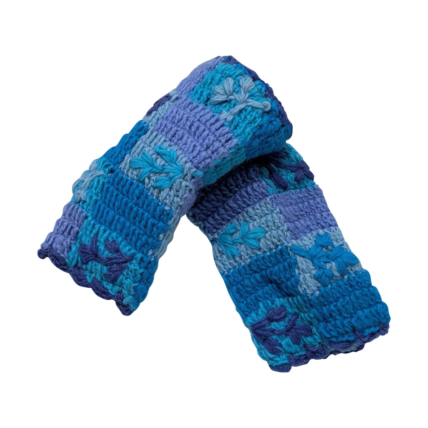 Handmade Crochet Stitch Handwarmers 100% Wool | Fleece Lined Fingerless Gloves One Size P2