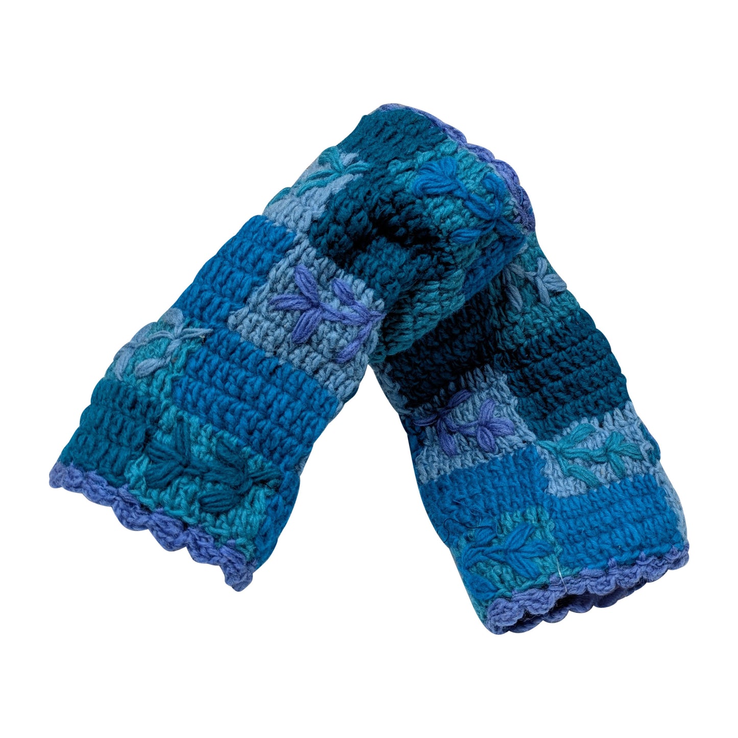 Handmade Crochet Stitch Handwarmers 100% Wool | Fleece Lined Fingerless Gloves One Size P23