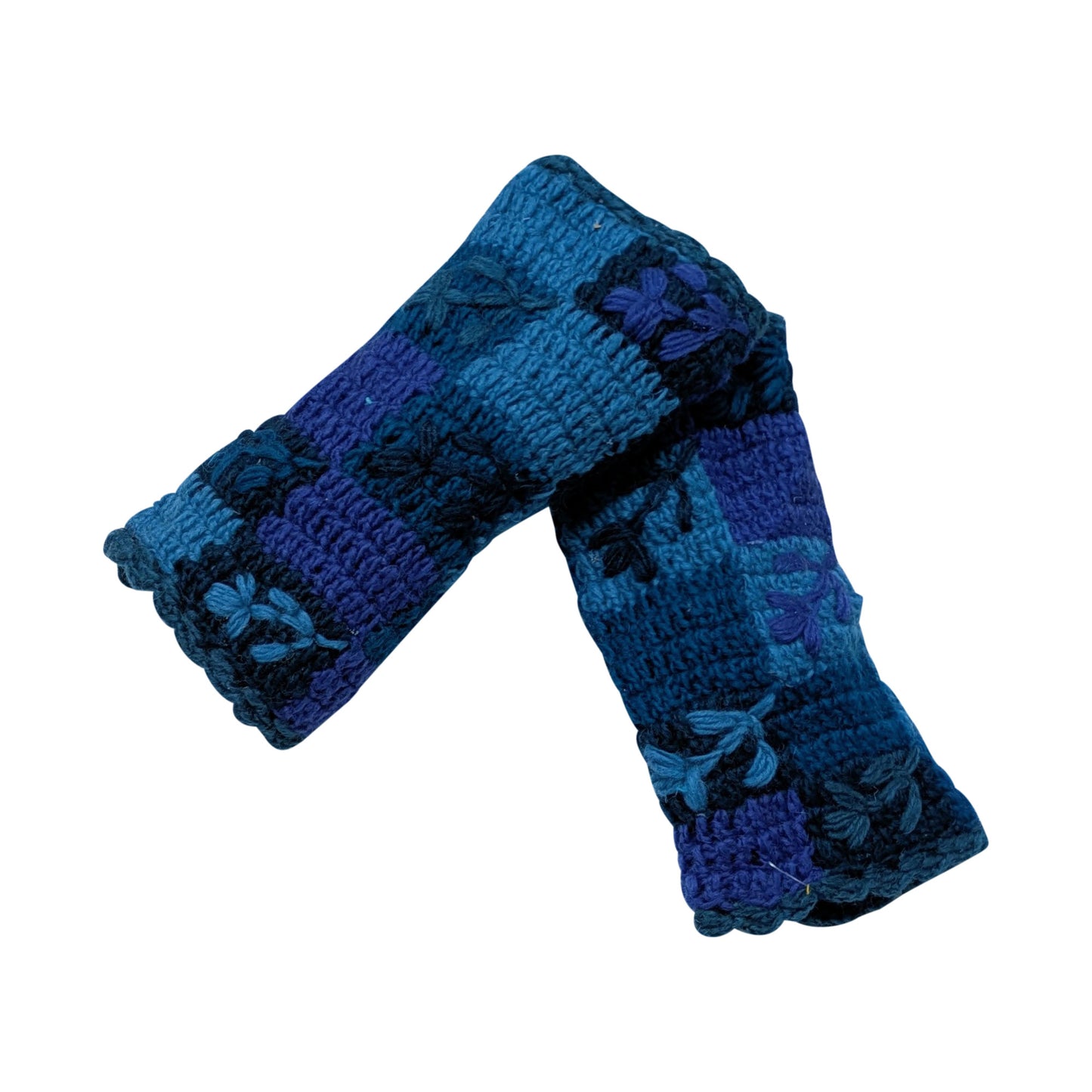 Handmade Crochet Stitch Handwarmers 100% Wool | Fleece Lined Fingerless Gloves One Size P1