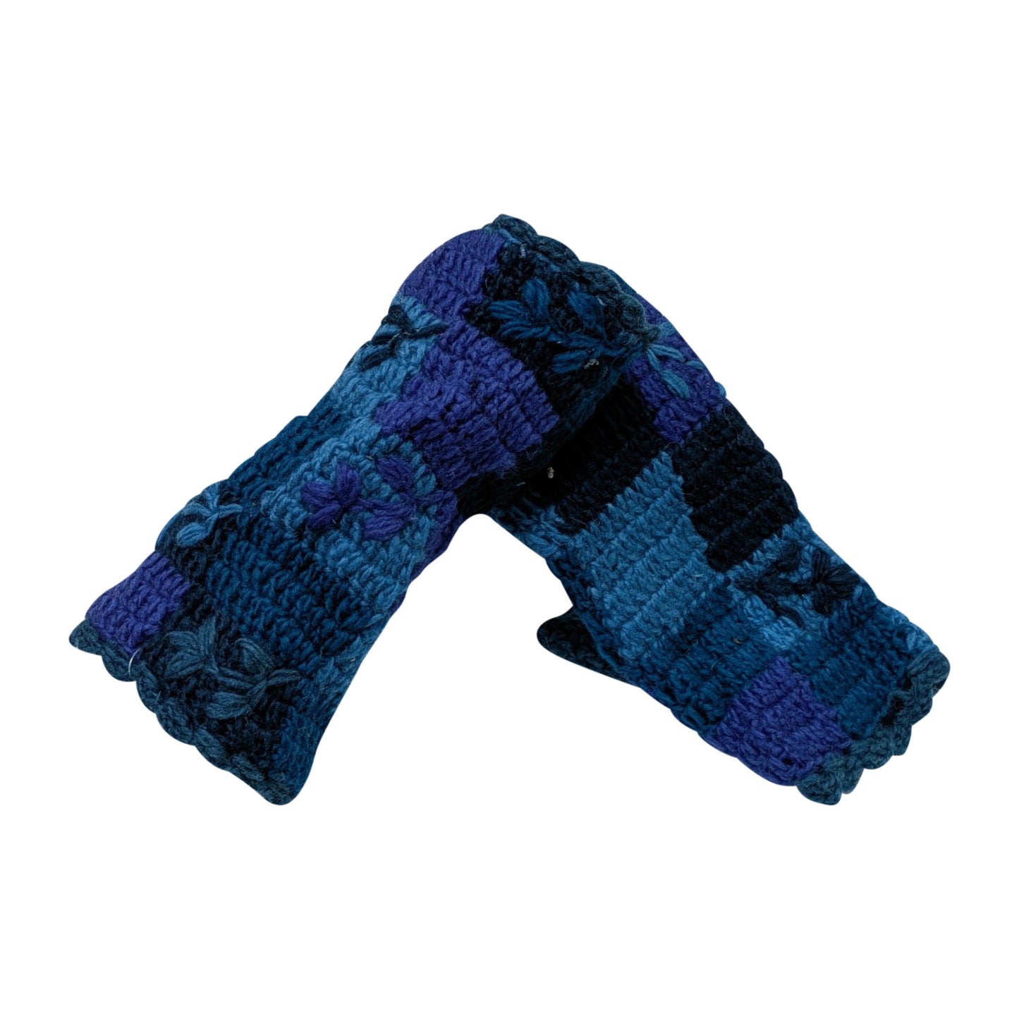 Handmade Crochet Stitch Handwarmers 100% Wool | Fleece Lined Fingerless Gloves One Size P11