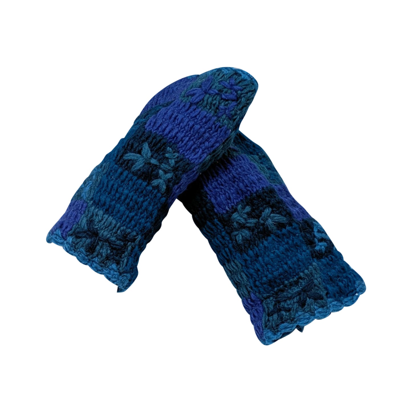 Handmade Crochet Stitch Handwarmers 100% Wool | Fleece Lined Fingerless Gloves One Size P12