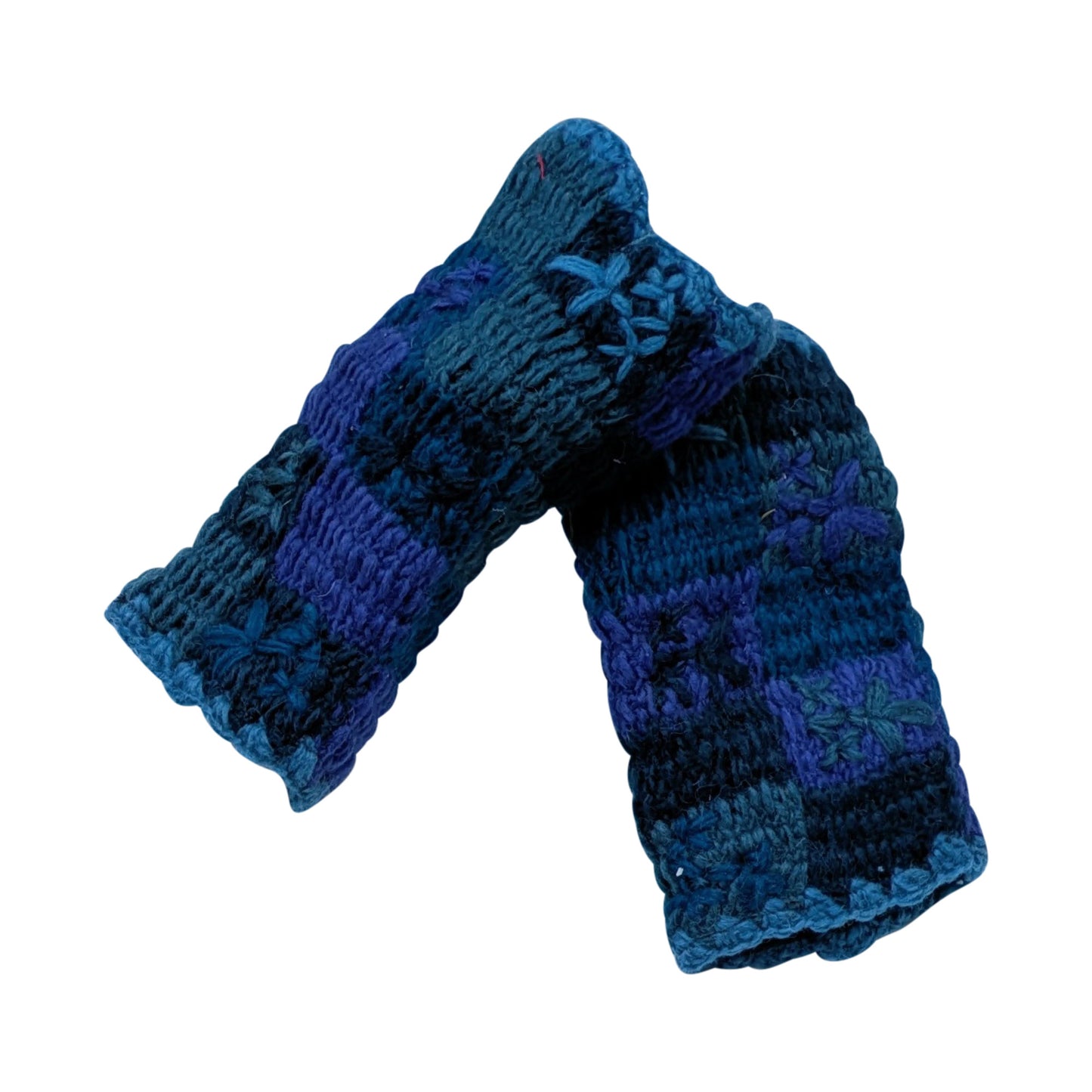 Handmade Crochet Stitch Handwarmers 100% Wool | Fleece Lined Fingerless Gloves One Size P14