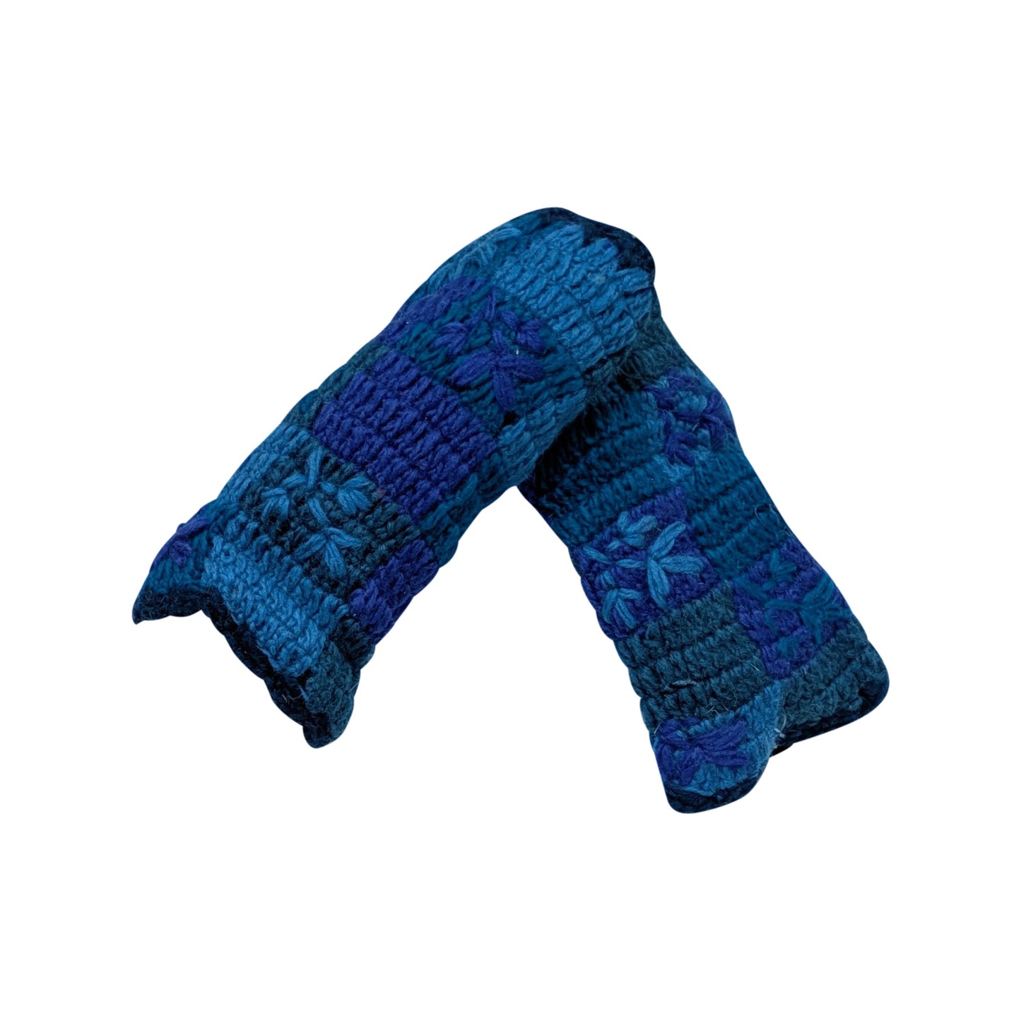 Handmade Crochet Stitch Handwarmers 100% Wool | Fleece Lined Fingerless Gloves One Size P18